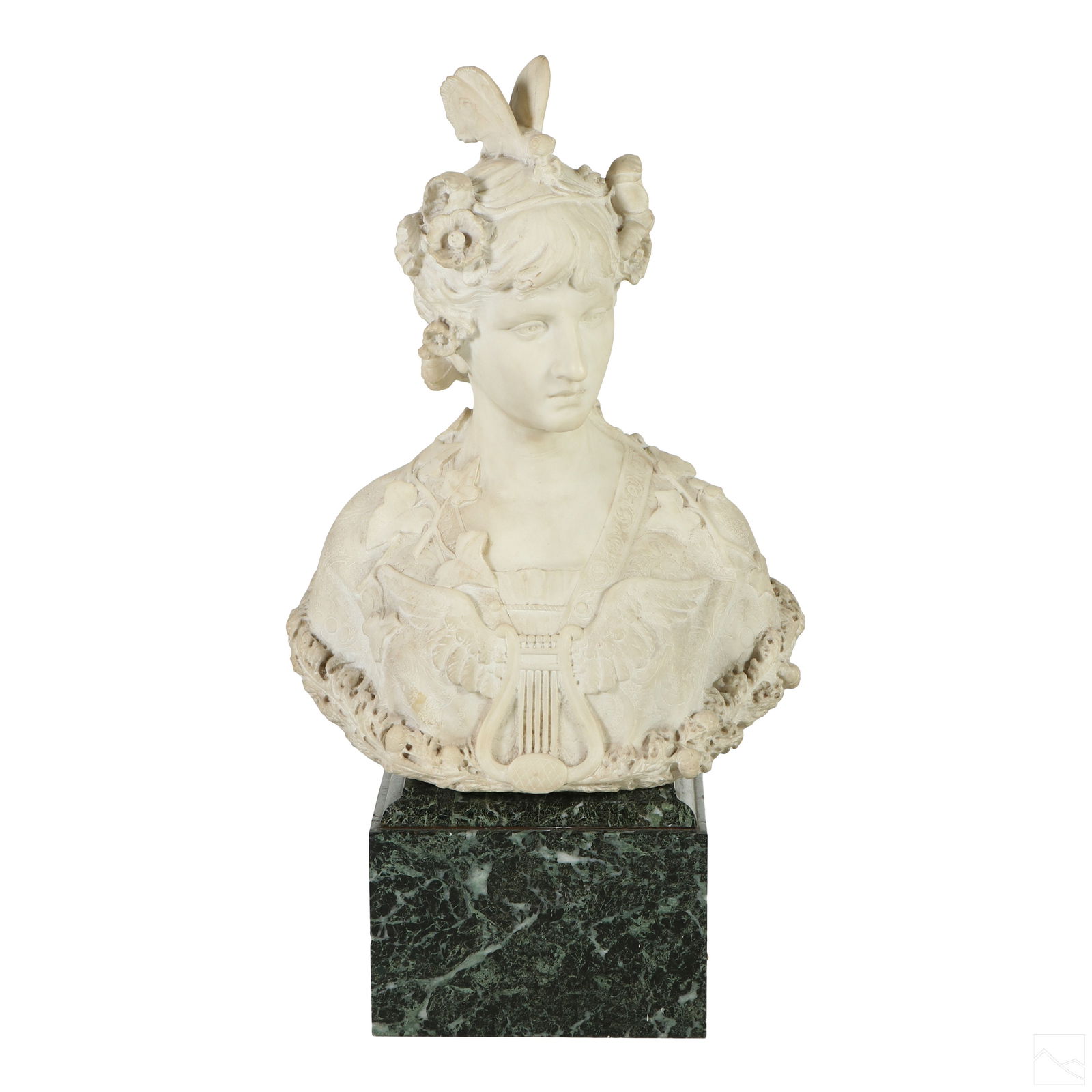 19C Antique Marble Lady & Butterfly Bust Sculpture (1 of 7)