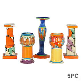 Clarice Cliff Fantasque & Bizarre Pottery 5pc LOT (1 of 8)