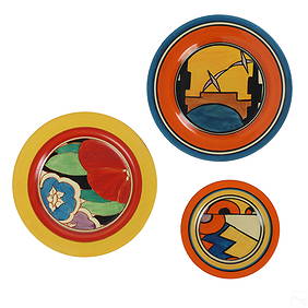 Clarice Cliff Bizarre Art Pottery Plates 3pc LOT (1 of 13)
