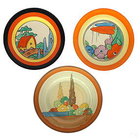 Clarice Cliff Fantasque Art Pottery Plates 3pc LOT (1 of 6)