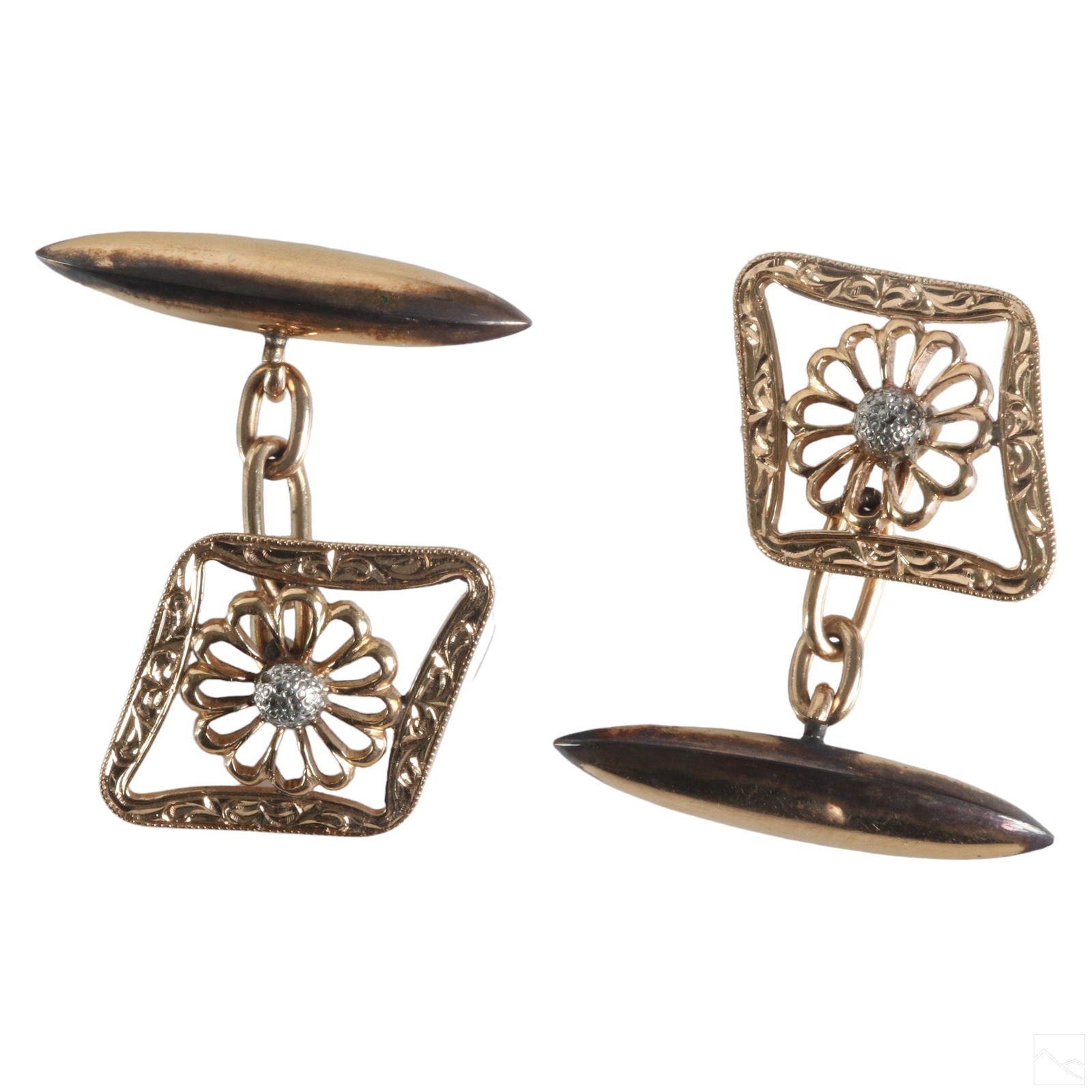 T. Omori 18K Gold Japanese Deco Designer Cufflinks (1 of 7)