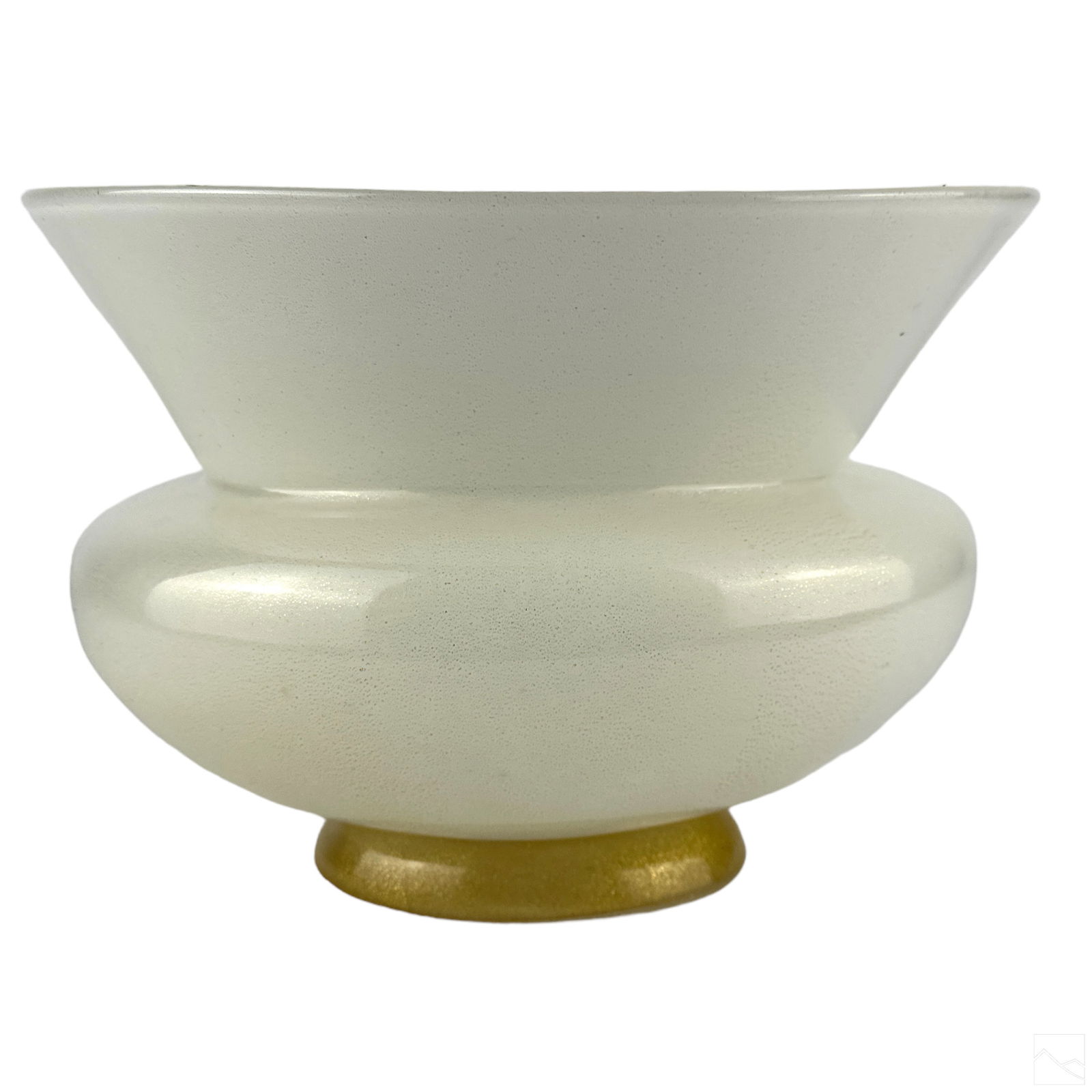 Murano Venetian Art Glass Pearl White & Gold Vase (1 of 5)