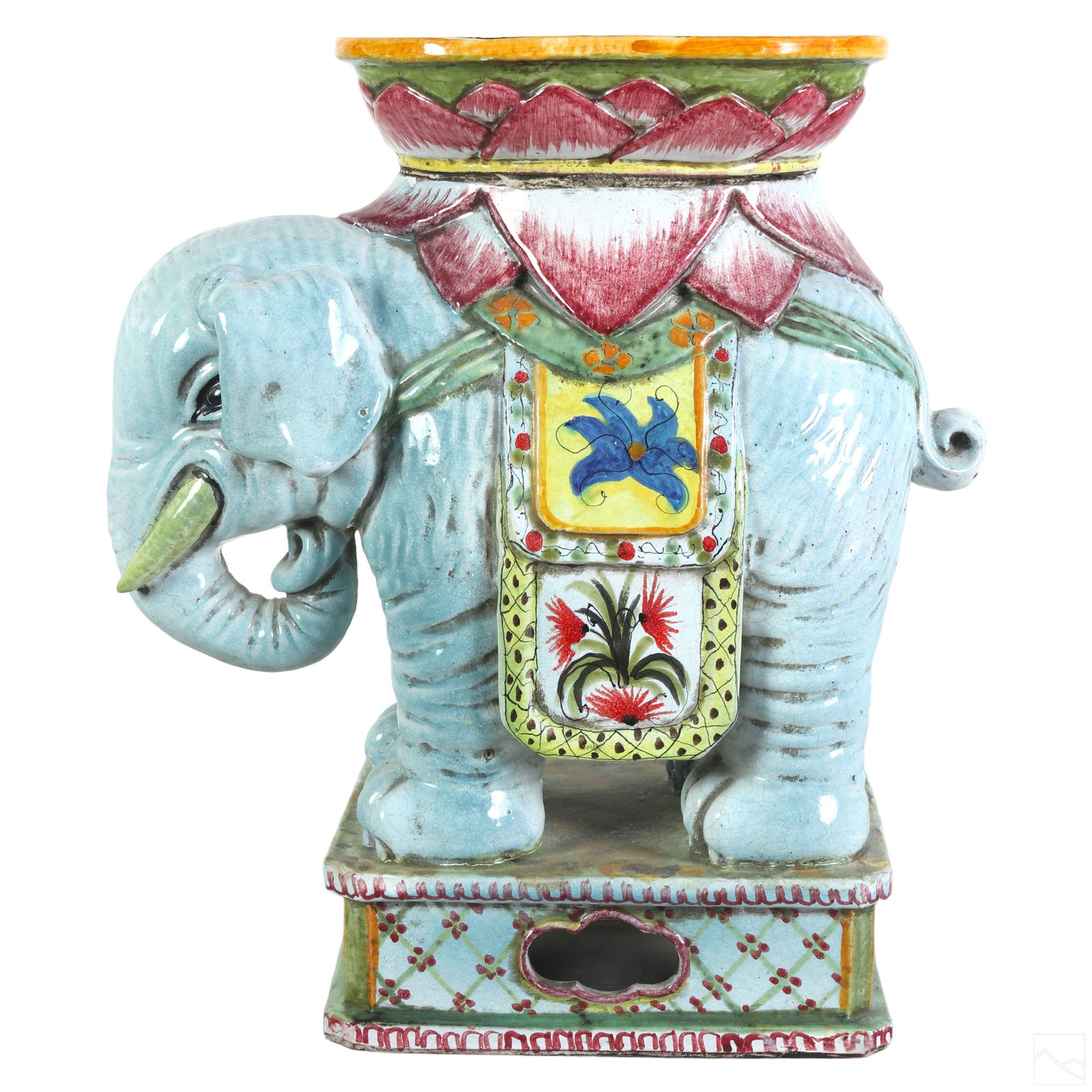 Italian Glazed Terracotta Elephant Garden Stool (1 of 7)