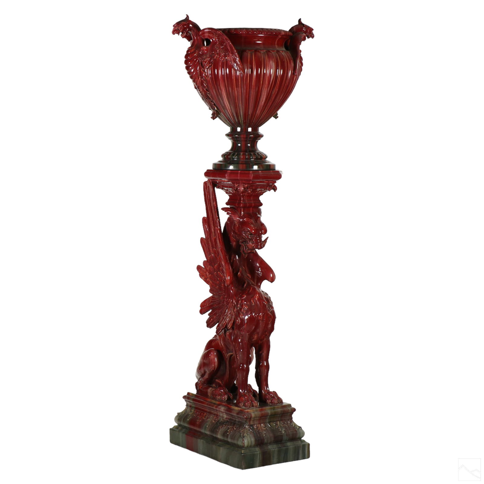 Italian Majolica Gothic Jardiniere w/ Griffin Base (1 of 10)