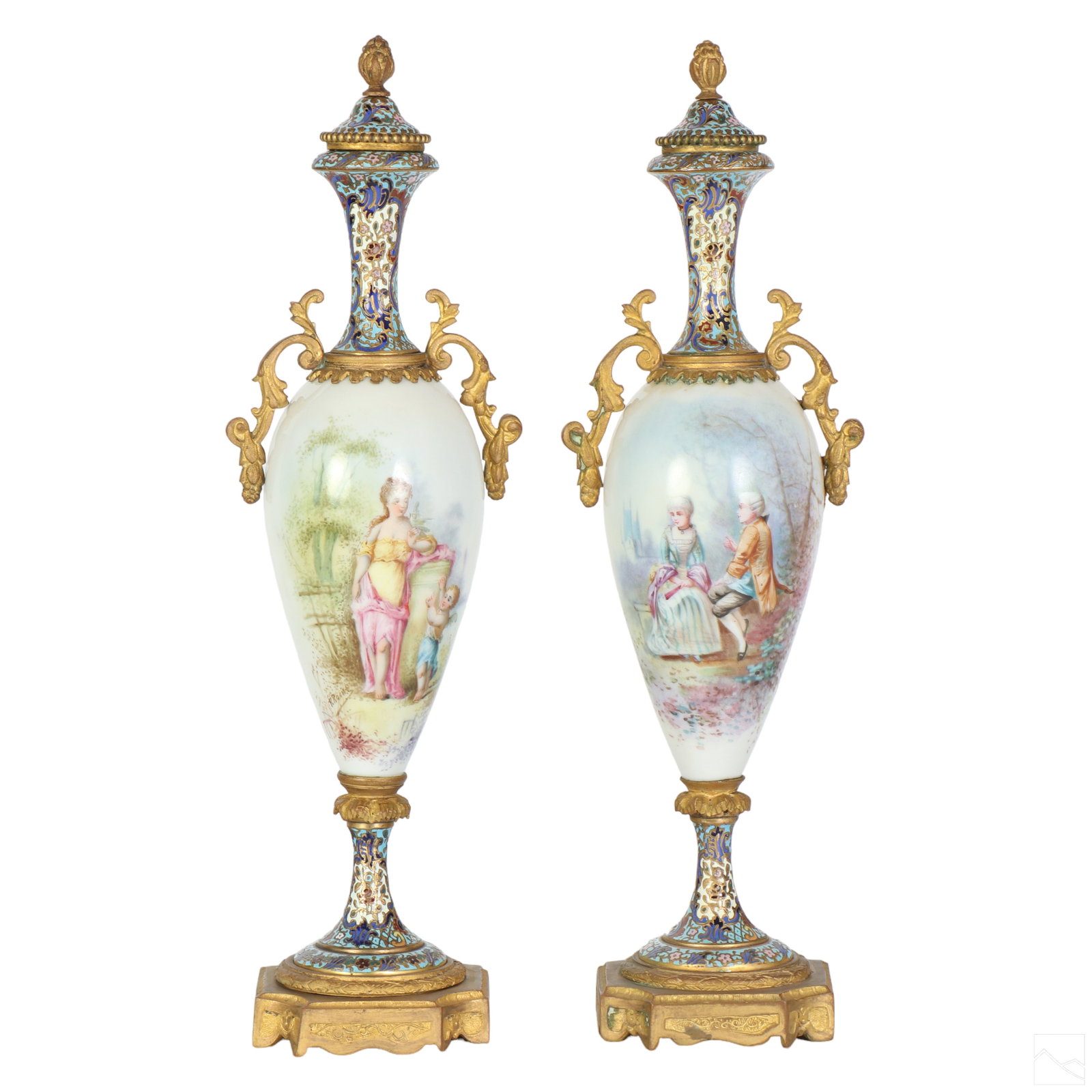 French Porcelain & Champleve Mounted Bronze Vases (1 of 5)