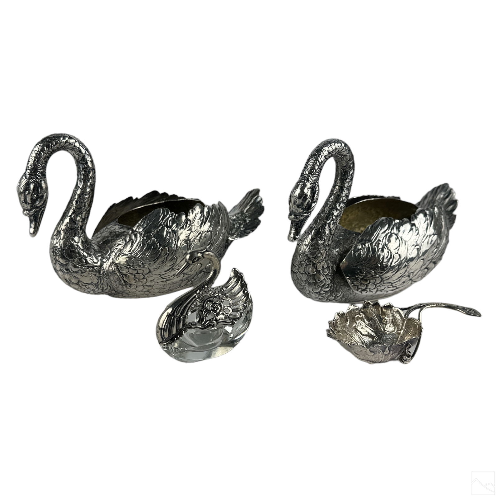 German 800 Silver Swans & Sterling Silver Leaf LOT (1 of 7)