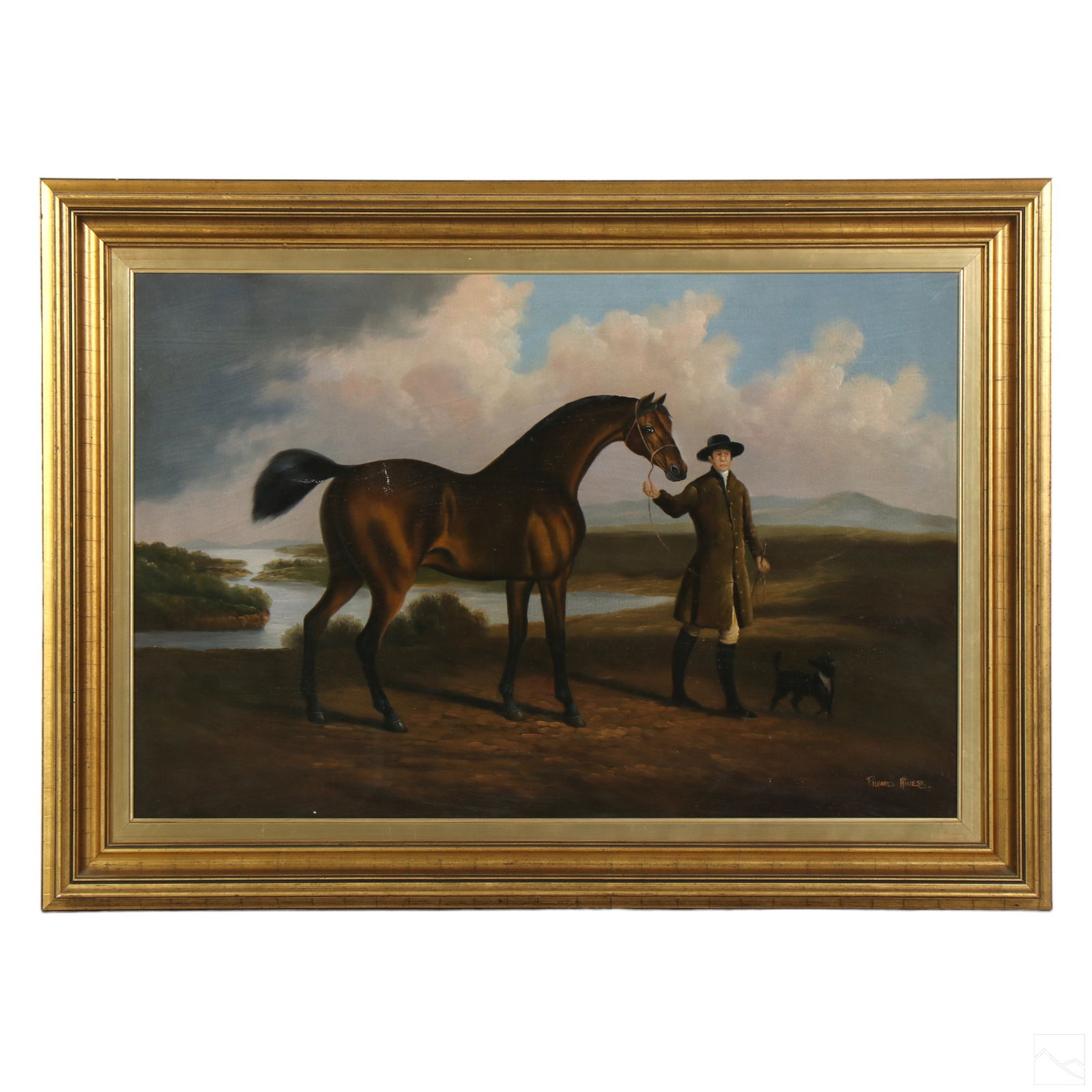 Richard Hines 19C Style Horse & Groom Oil Painting (1 of 5)