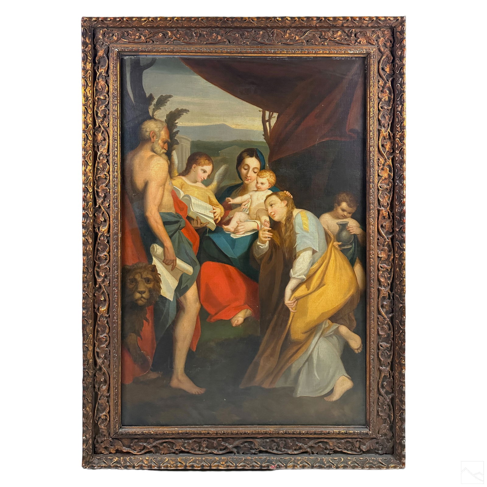 Antique Madonna & Child Painting after Correggio (1 of 5)