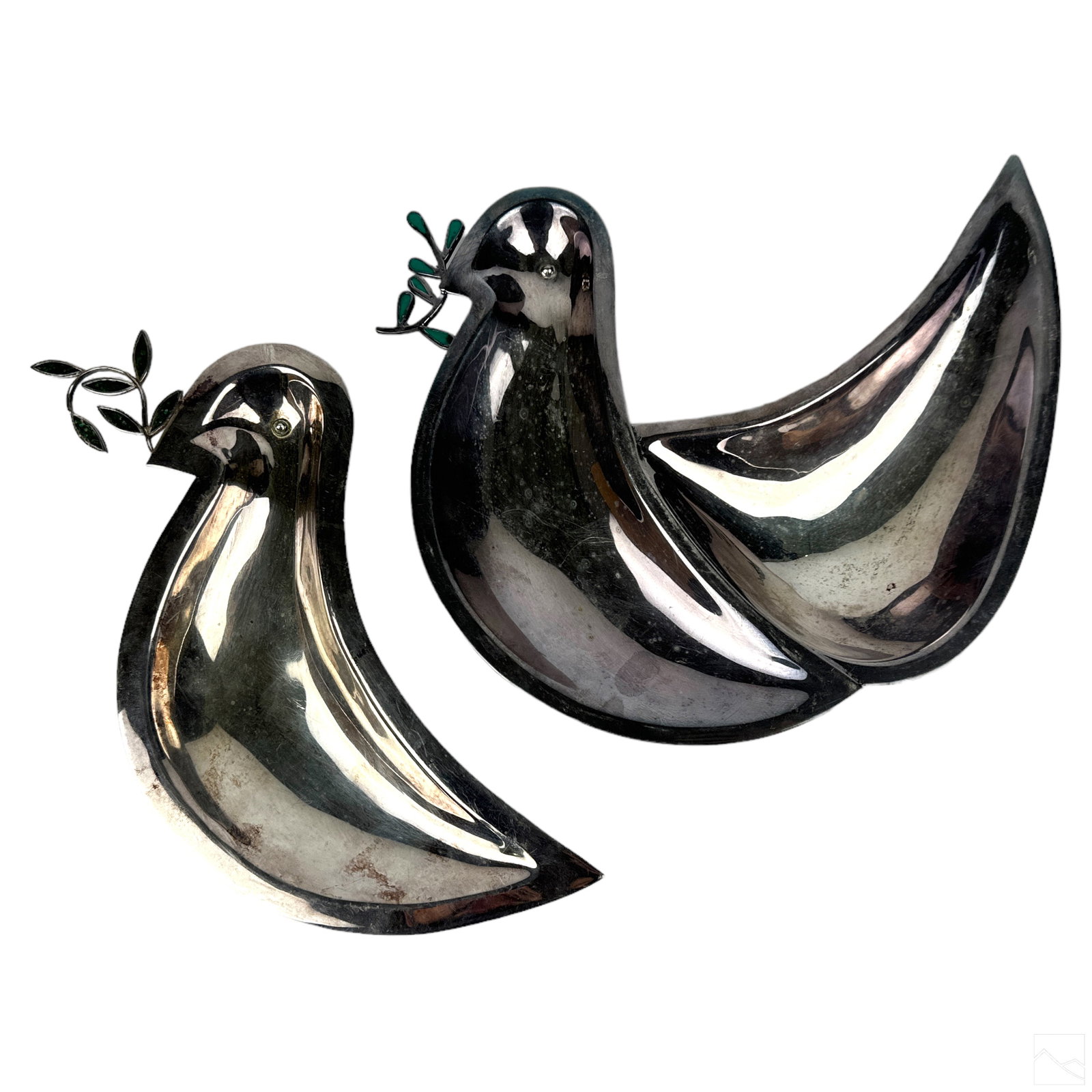 Los Castillo Silver Plated Peace Bird Tray 2pc SET (1 of 4)