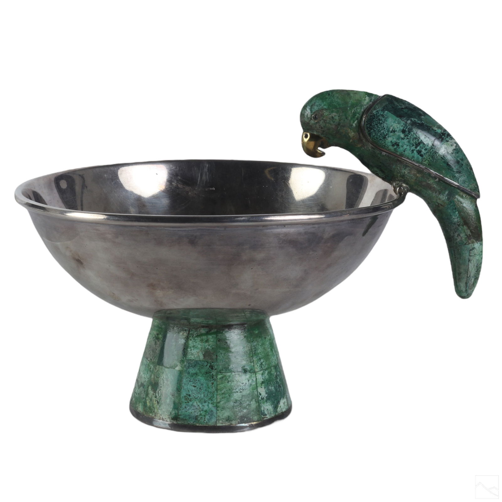 Los Castillo Silver Plated Green Stone Parrot Bowl (1 of 7)