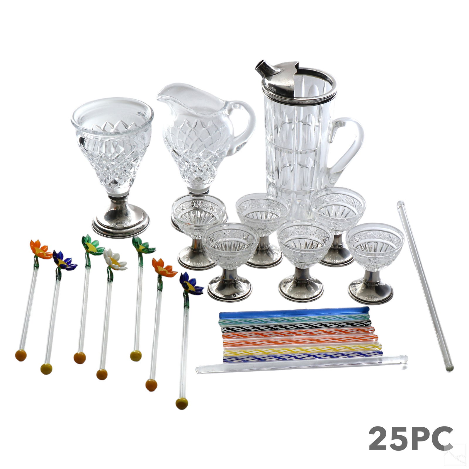 Silvered Glass Barware & Swizzle Sticks ESTATE LOT (1 of 5)
