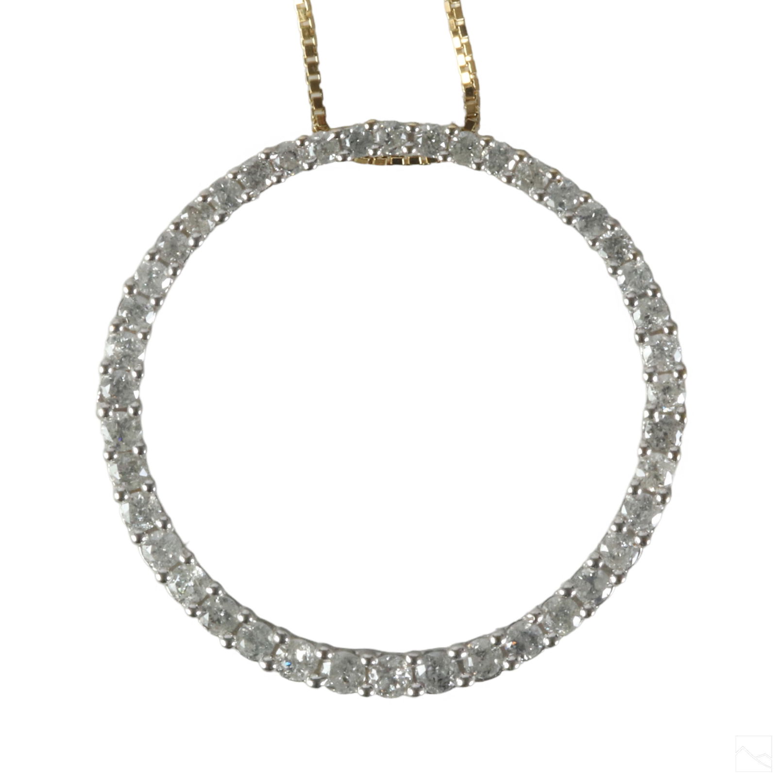14K Gold & Natural Diamond Circle Necklace Pendant (1 of 7)