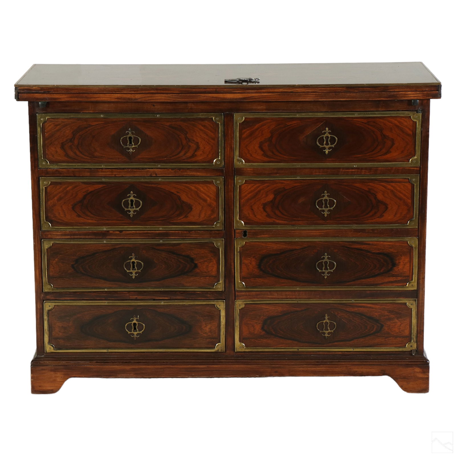 Antique Brass Hardware Fine Inlaid Fall Front Desk (1 of 10)