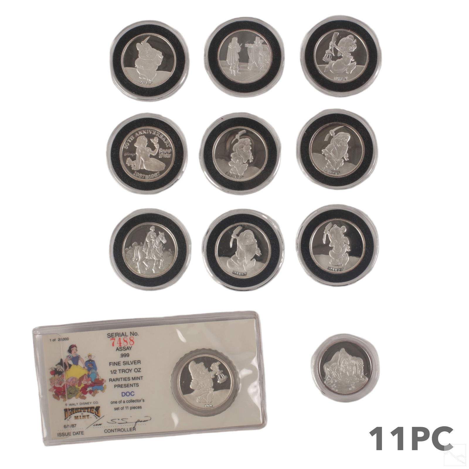 Disney Snow White 1/2th Oz .999 Silver Medal 11PCS (1 of 4)
