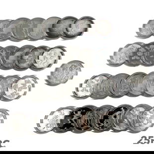 Disney Around The World .999 1oz. Silver 25pc LOT: An estate lot of twenty five hard to find, official Disney, 1oz .999 fine silver rounds. From the commemorative Disney Around The World series. They feature a variety of different images of various Wa