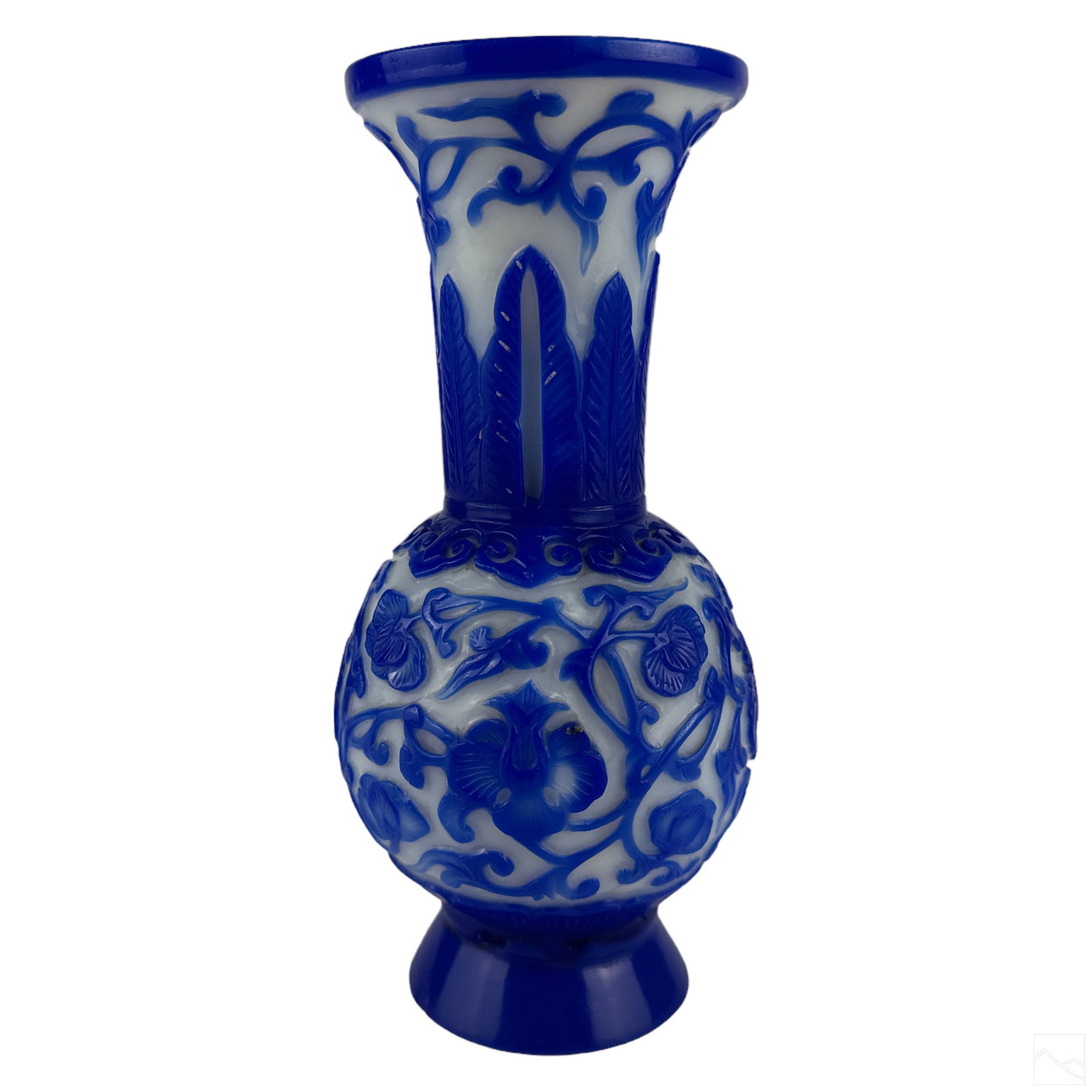 Chinese Peking Glass Cobalt & White Vase with MARK (1 of 7)