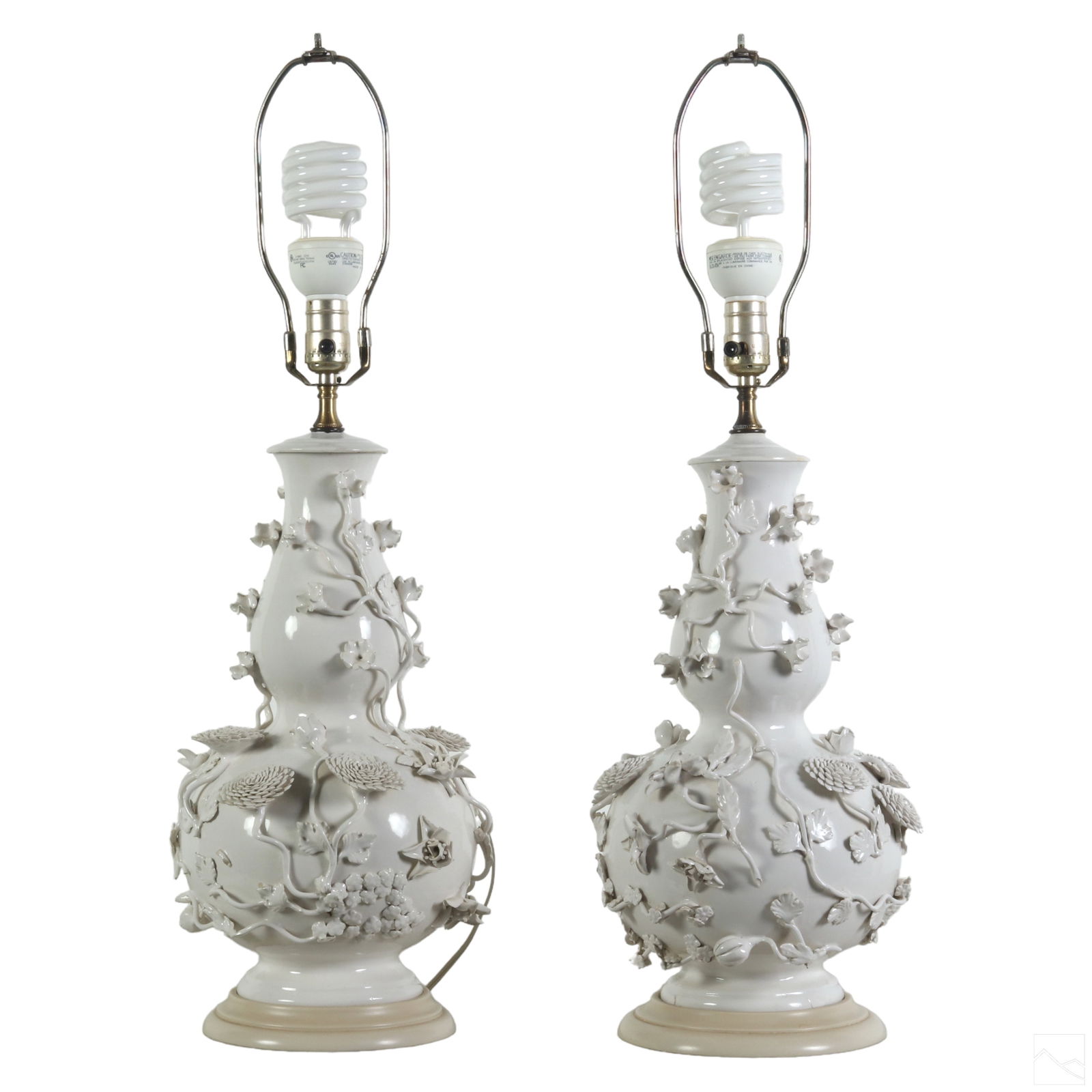 Chinese Pair Porcelain Blanc De Chine Floral Lamps (1 of 8)