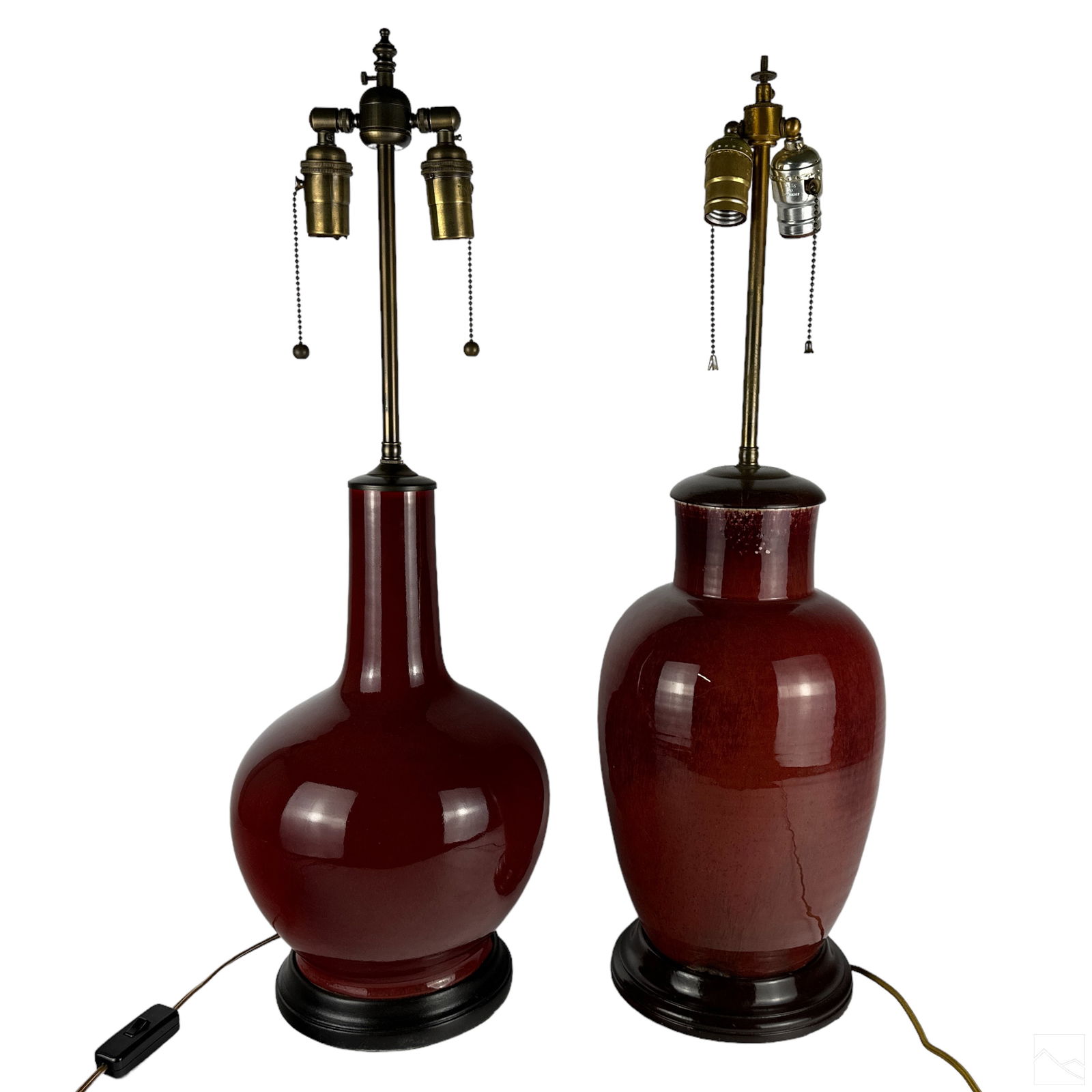 Chinese Pair Sang de Boeuf Porcelain Table Lamps (1 of 6)