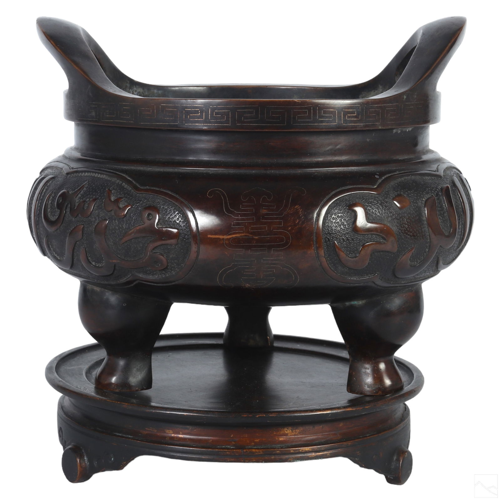Chinese Export Islamic Bronze Tripod Censer w Base (1 of 10)