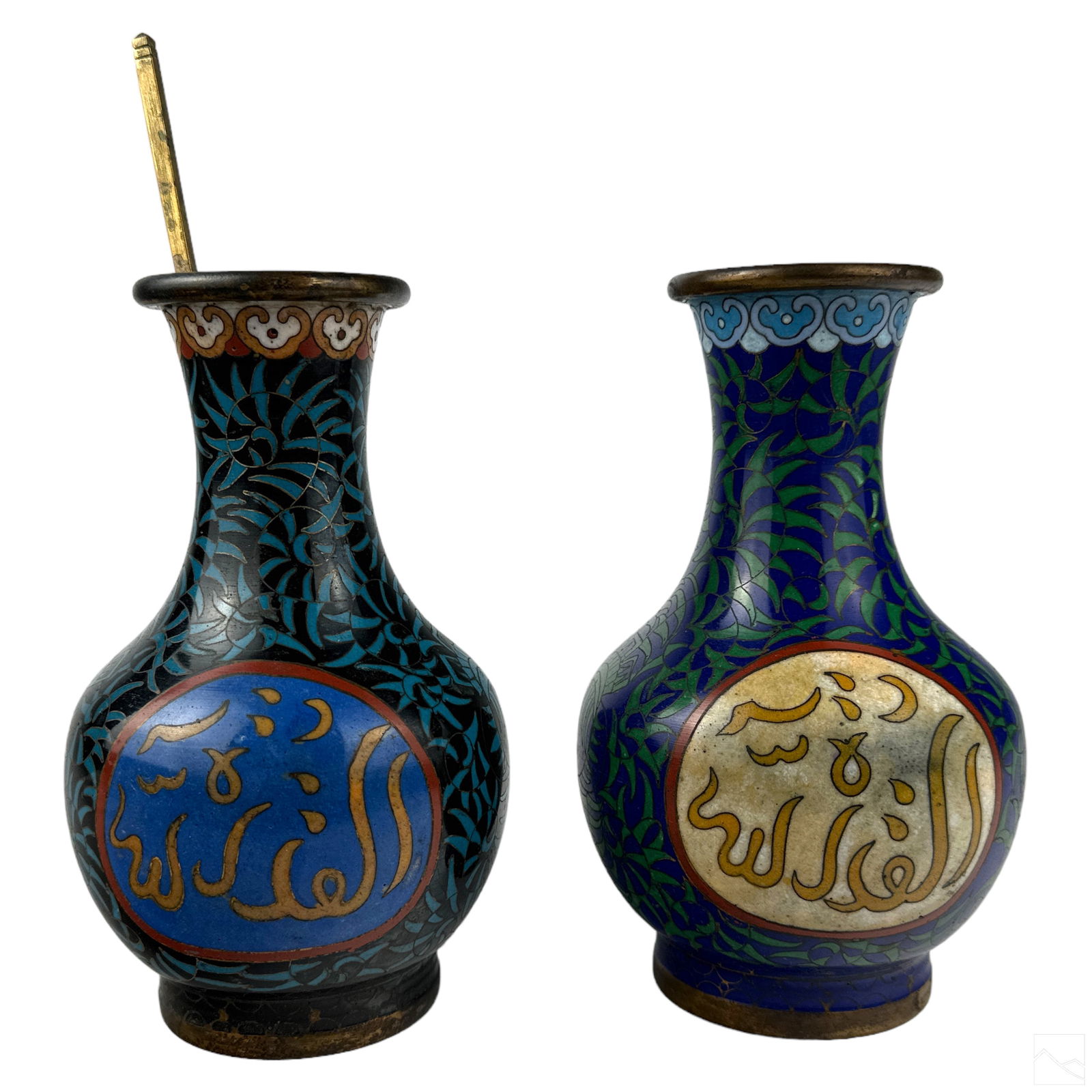Chinese Islamic Floral Cloisonne Incense Vases LOT (1 of 5)