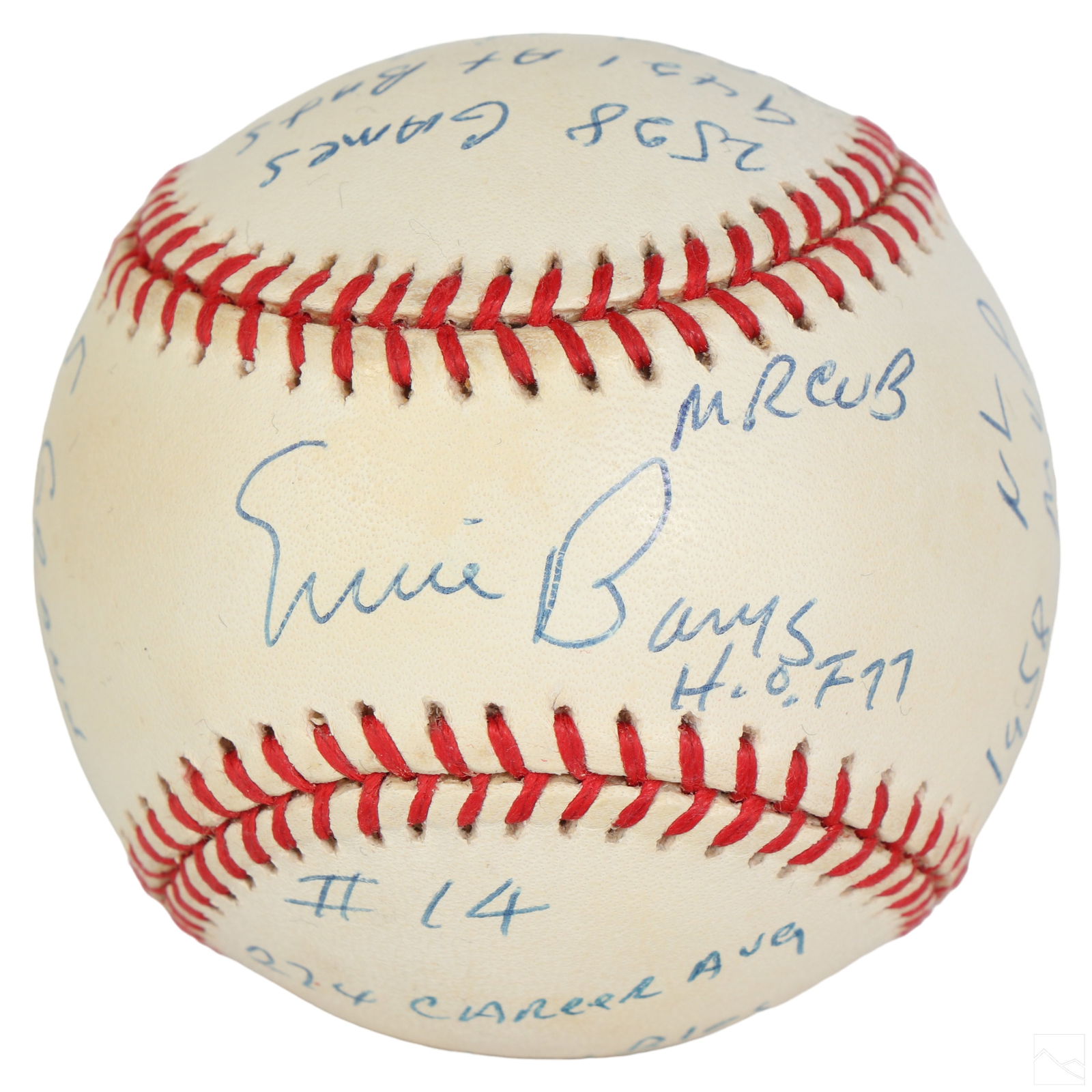 Ernie Banks SIGNED Chicago Cubs MLB Stat Ball HOLO (1 of 8)