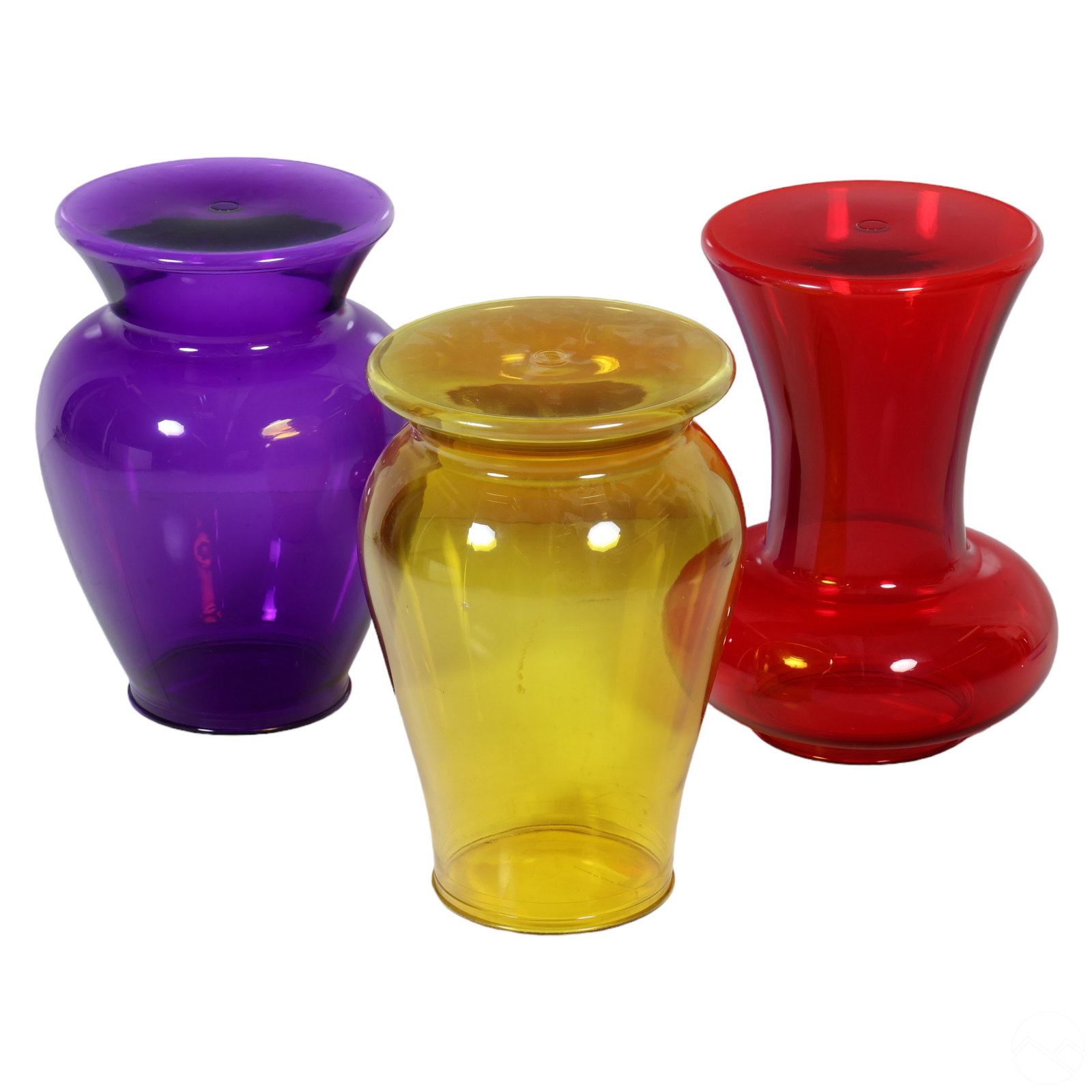 Kartell Philippe Starck LA BOHEME Table Stools SET: A set of three (3) La Boheme stools and or side tables designed for Kartell by Philippe Starck (born 1949). Colorful batch dyed polycarbonate plastic bodies mimicking the shape of vases. Includes one
