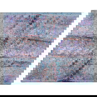Paul Maxwell 1925-2015 See Through Modern Painting: Paul E. Maxwell (American, 1925-2015). An original Modern Abstract acrylic painting on canvas. Titled "See Through". A colorful layered and thick textured work. Artist signed, dated '88 and title on v