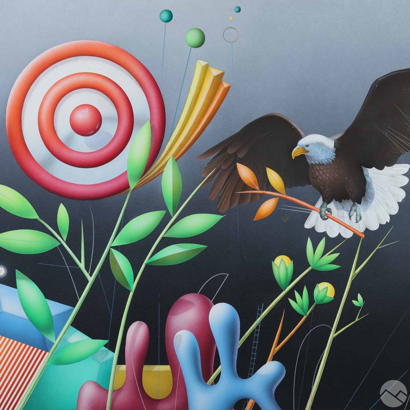Yankel Ginzburg b.1945 Eagle Abstraction Painting (1 of 6)