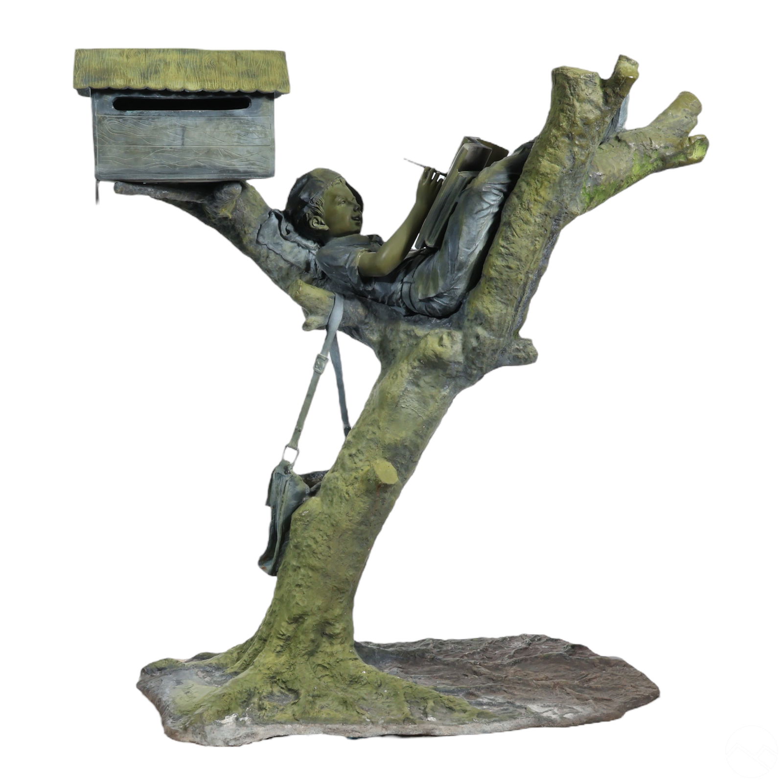 Jim Davidson Sketching Boy Tree Mailbox Sculpture (1 of 12)