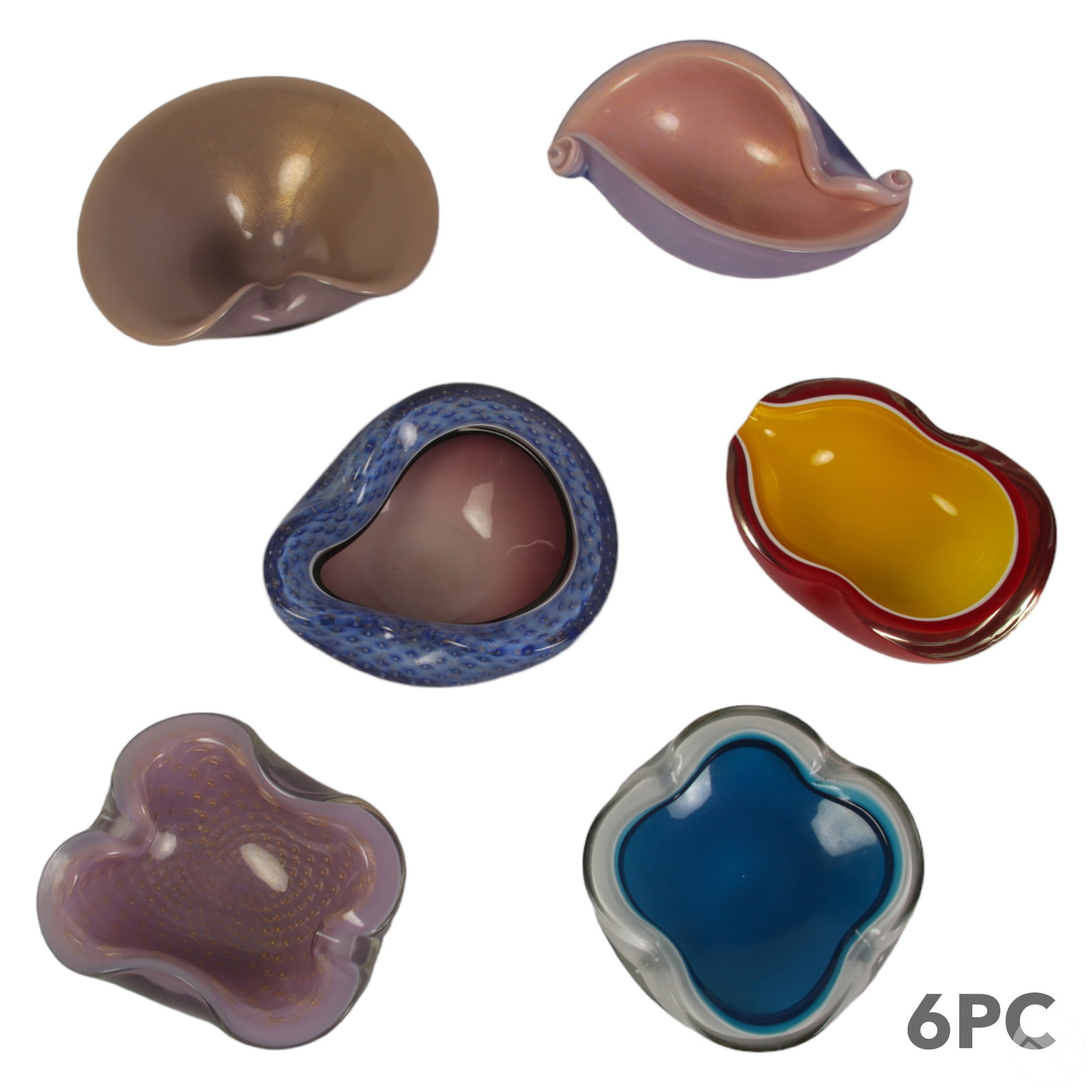 Murano Italian Venetian Cased Art Glass Bowls LOT (1 of 8)