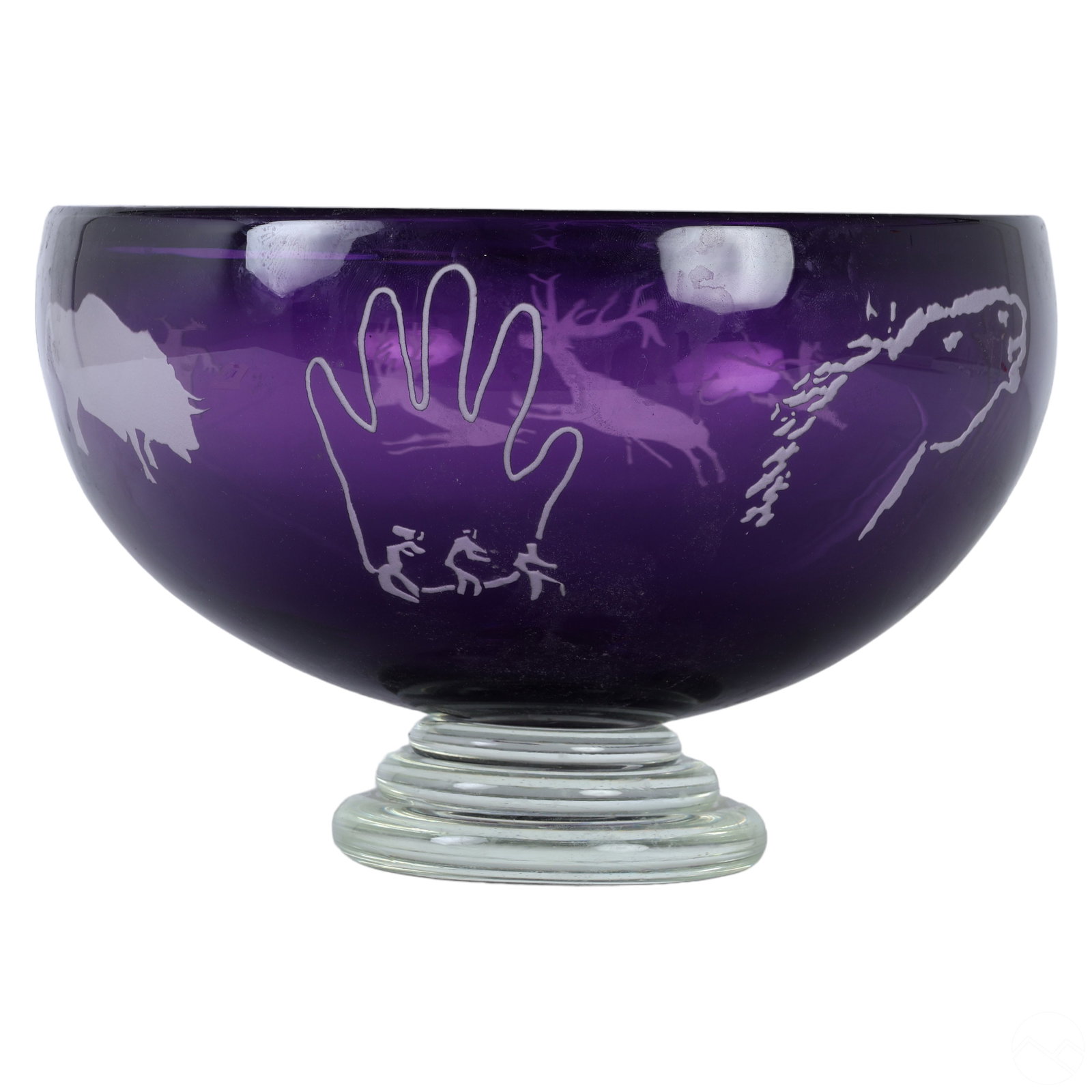 Steven V Correia b.1949 Etched Amethyst Glass Bowl (1 of 6)