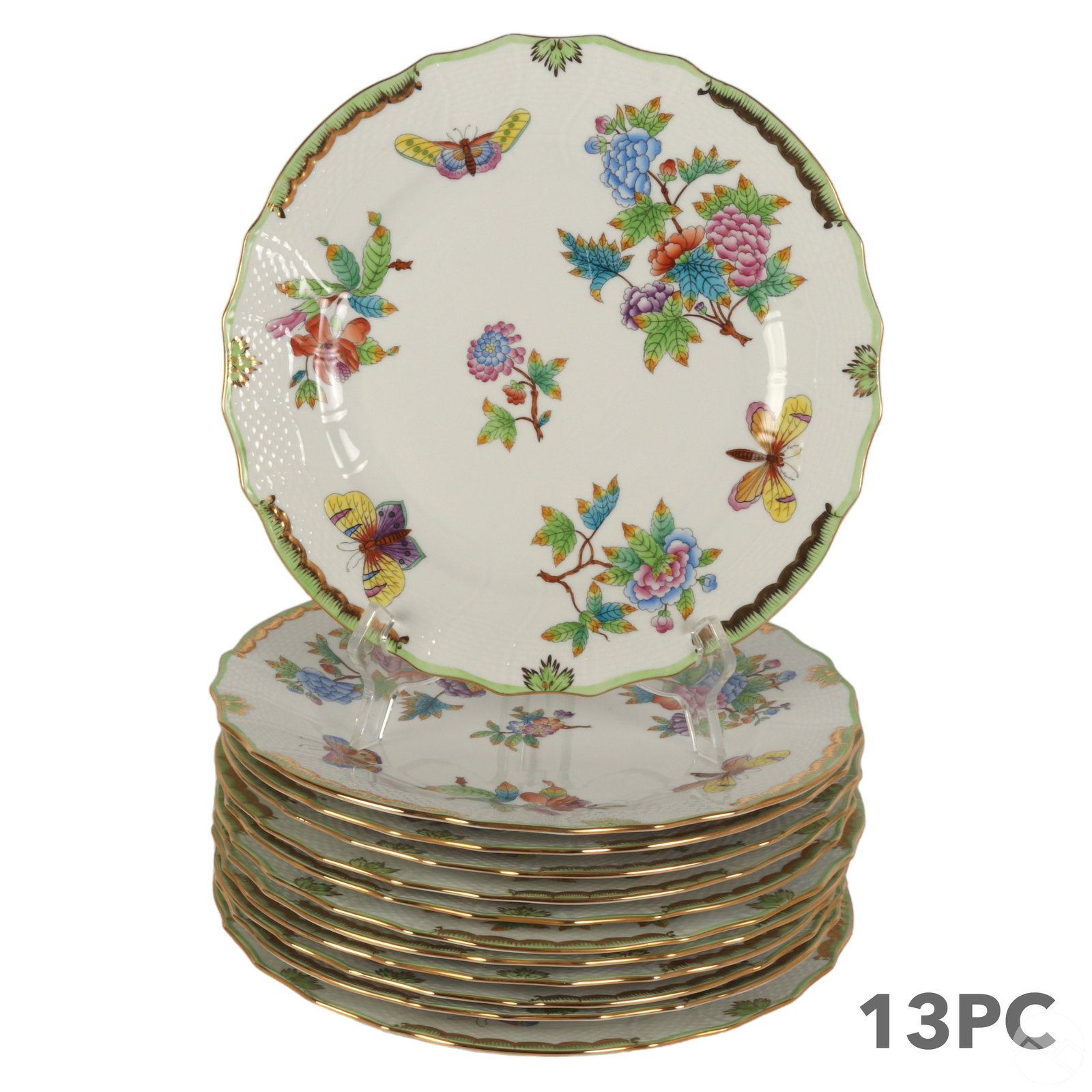 Herend Porcelain Queen Victoria Dinner Plates 13pc (1 of 6)