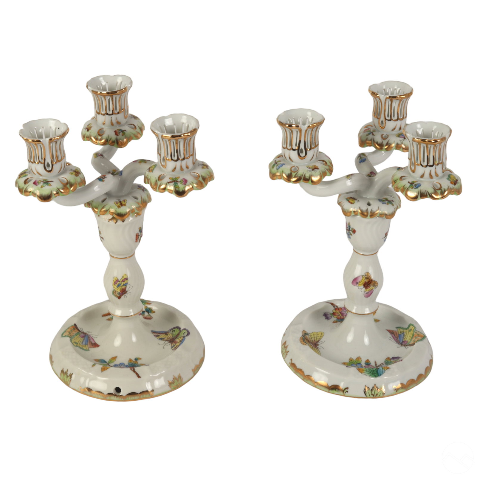Herend PAIR Porcelain Queen Victoria Candlesticks (1 of 7)