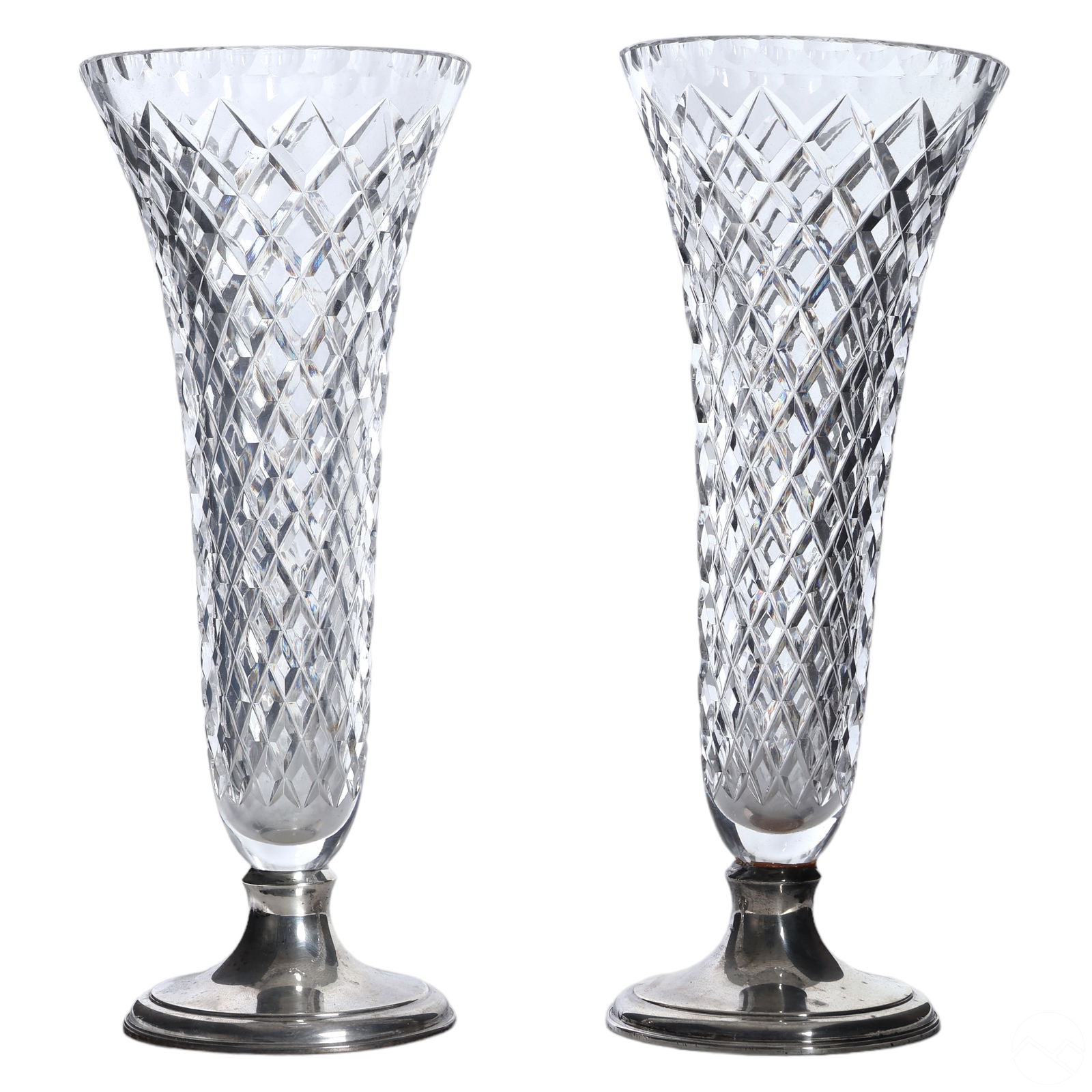 Hawkes Pair Crystal Vases w/ Sterling Silver Bases (1 of 5)