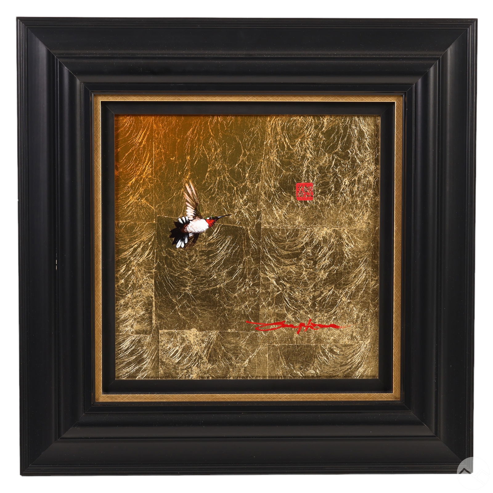 Patrick Guyton b.1964 Hummingbird On Gold Painting (1 of 7)