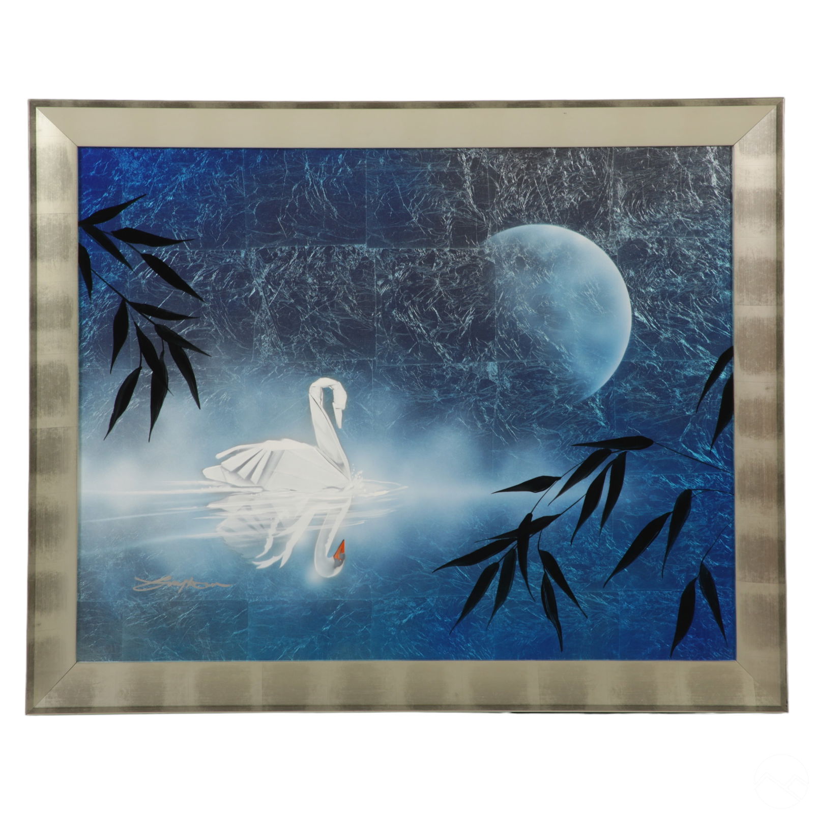 Patrick Guyton b.1964 Swan & Moon Painting w/ COA (1 of 7)