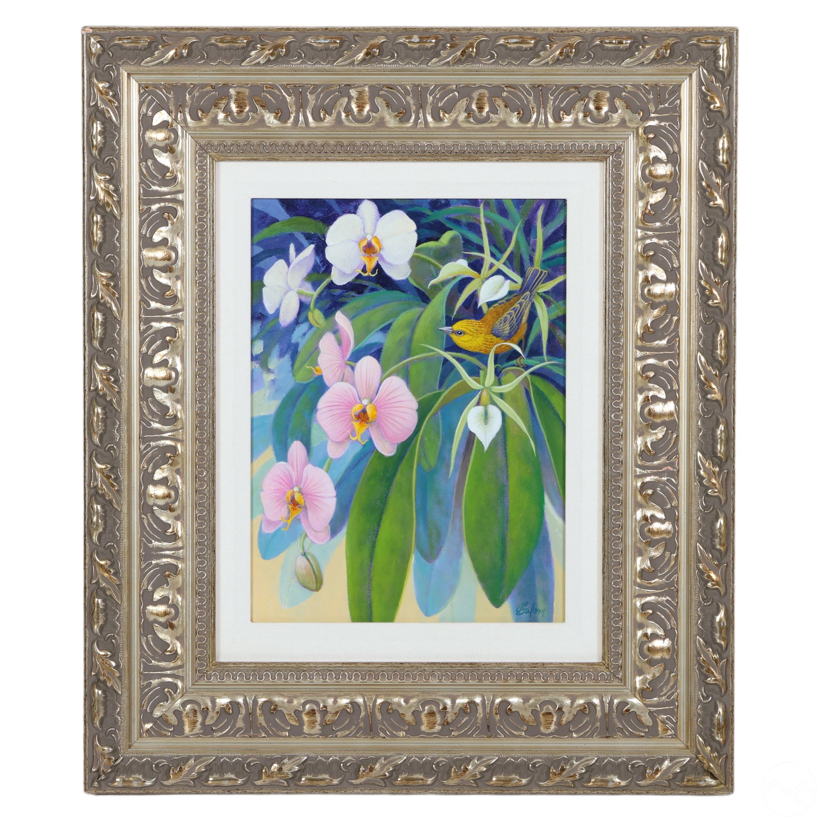 Jim Salem b.1948 Yellow Warbler & Floral Painting (1 of 7)