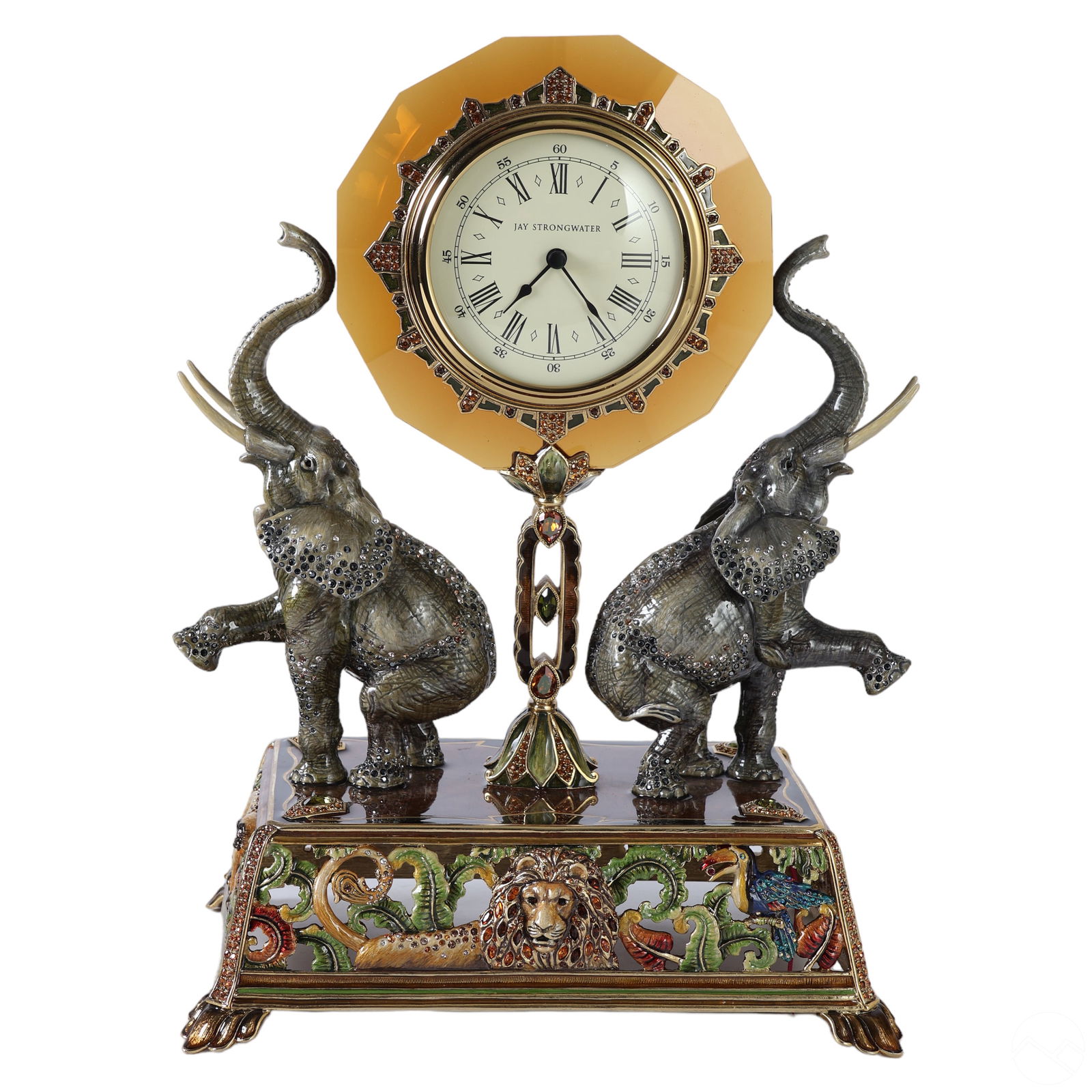 Jay Strongwater Limited Dual Elephant Jungle Clock (1 of 8)