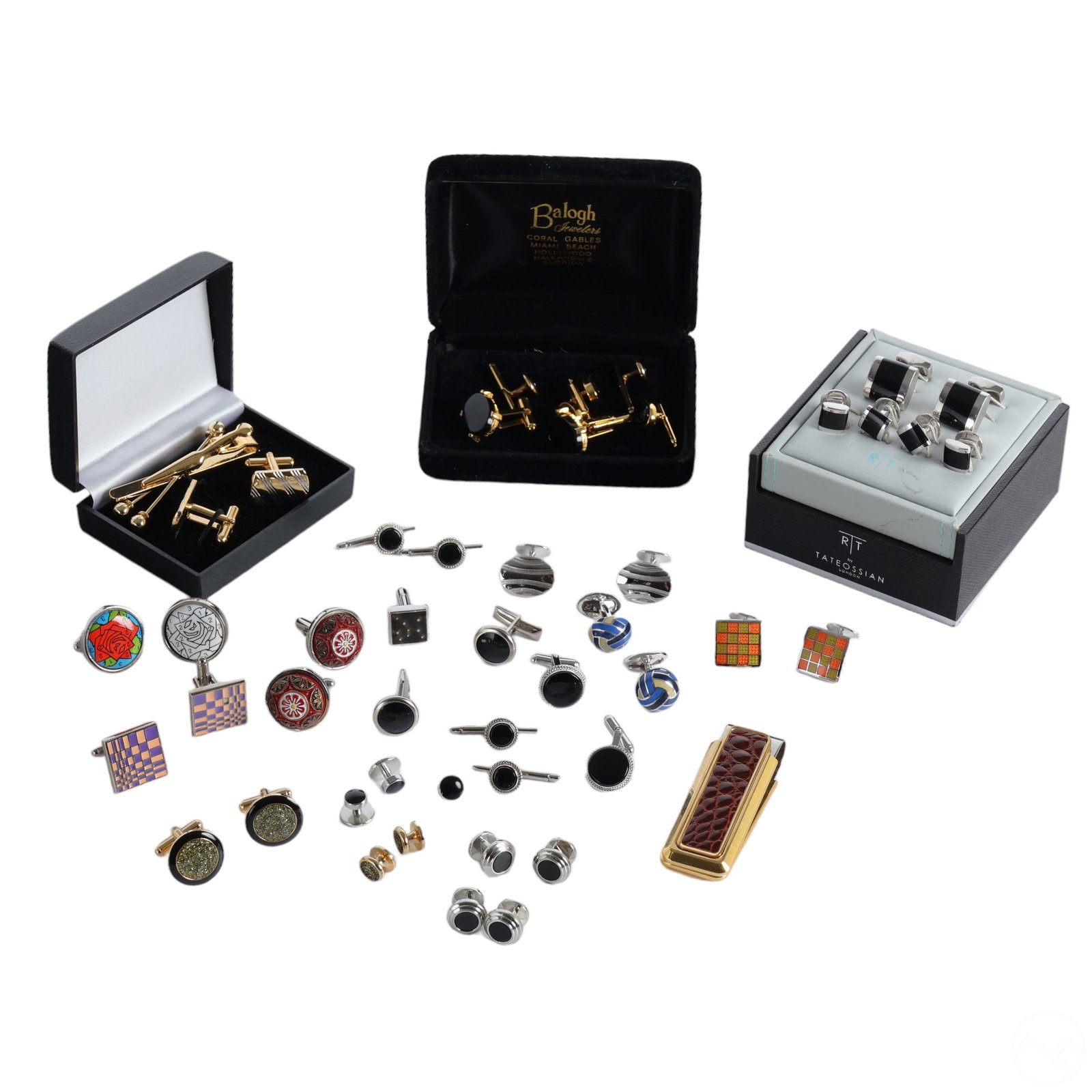 Silver and Costume Cufflink & Tie Clip ESTATE LOT (1 of 9)