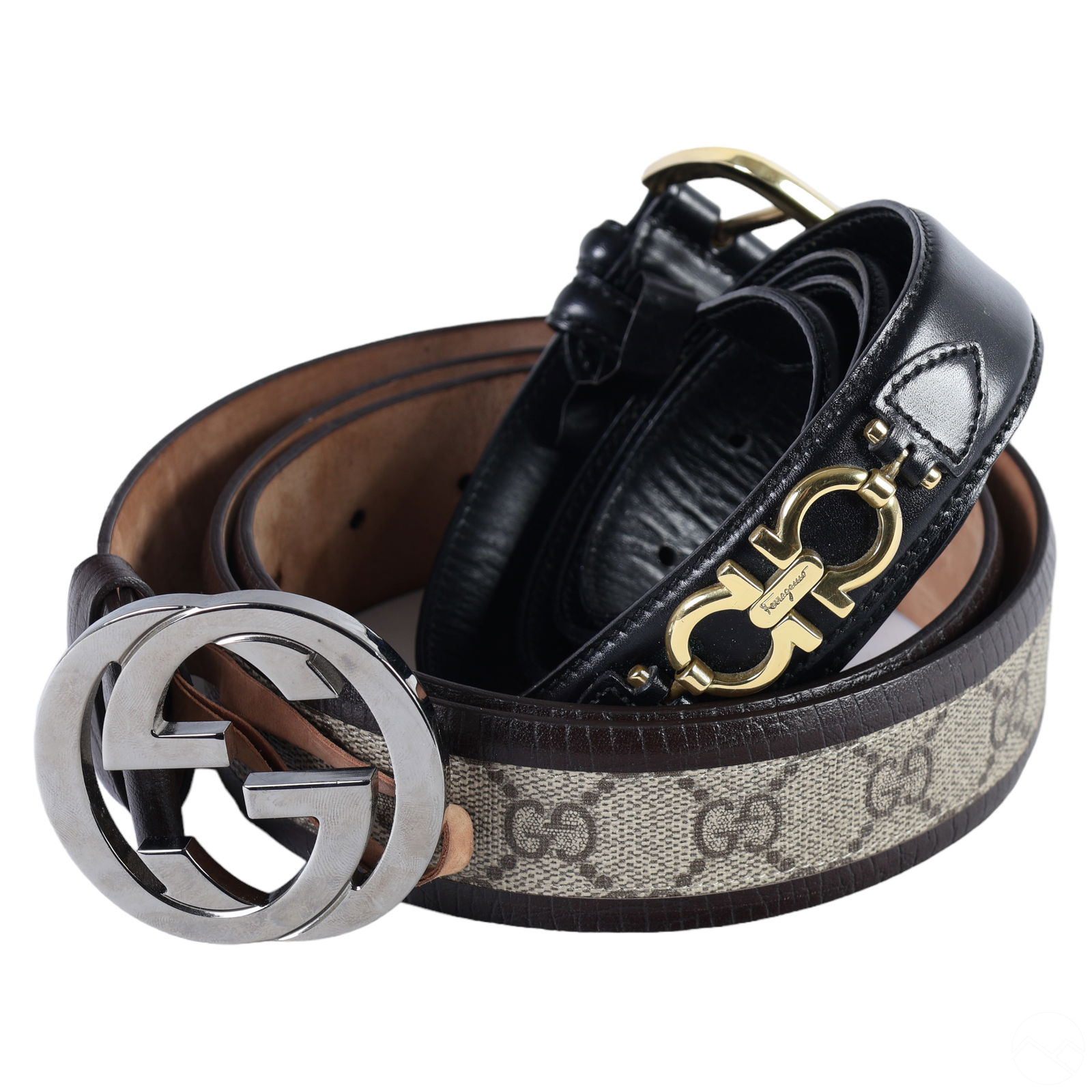 Gucci & Ferragamo Designer Leather Dress Belt LOT (1 of 7)