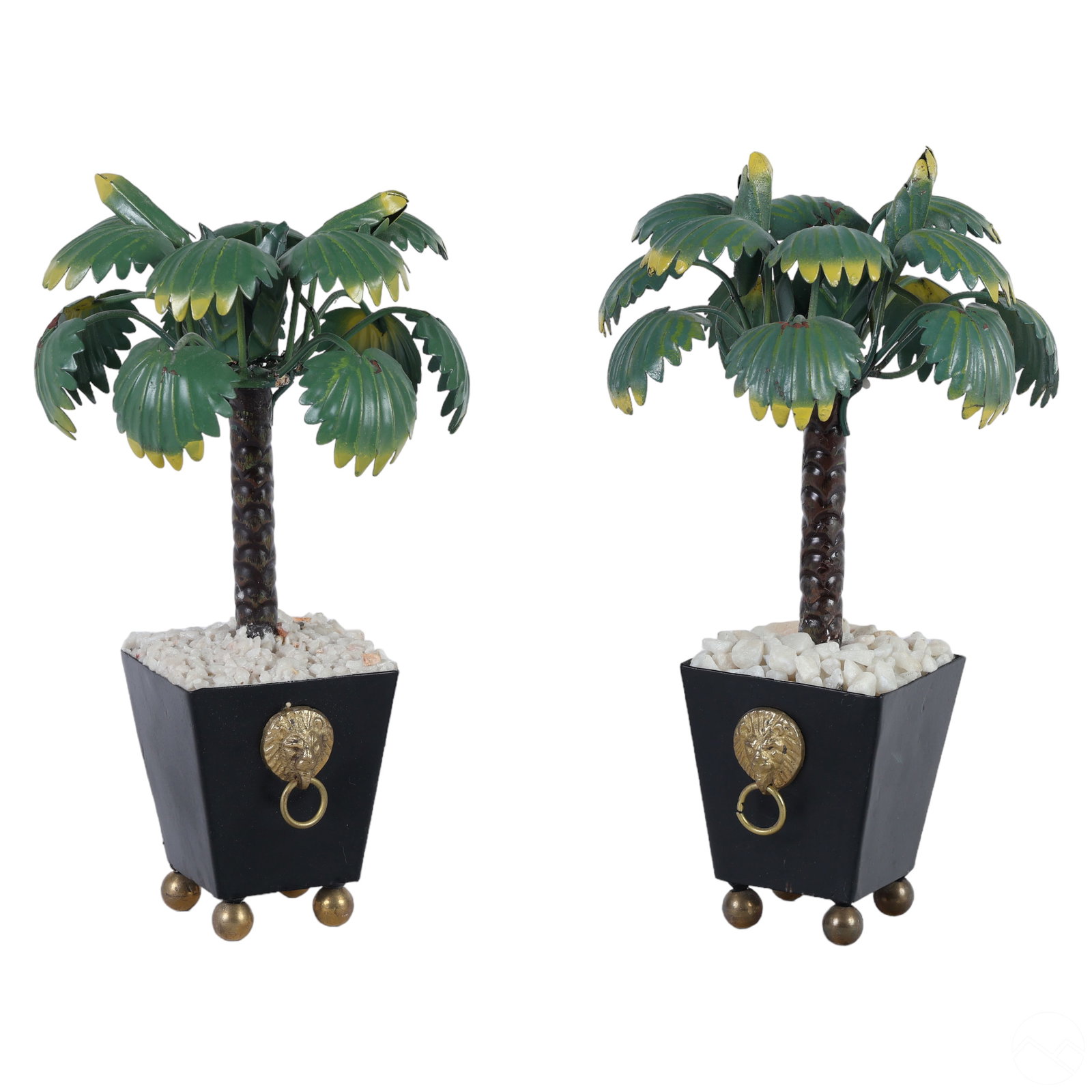 Italian Pair Tole Planted Palm Tree Candleholders (1 of 5)