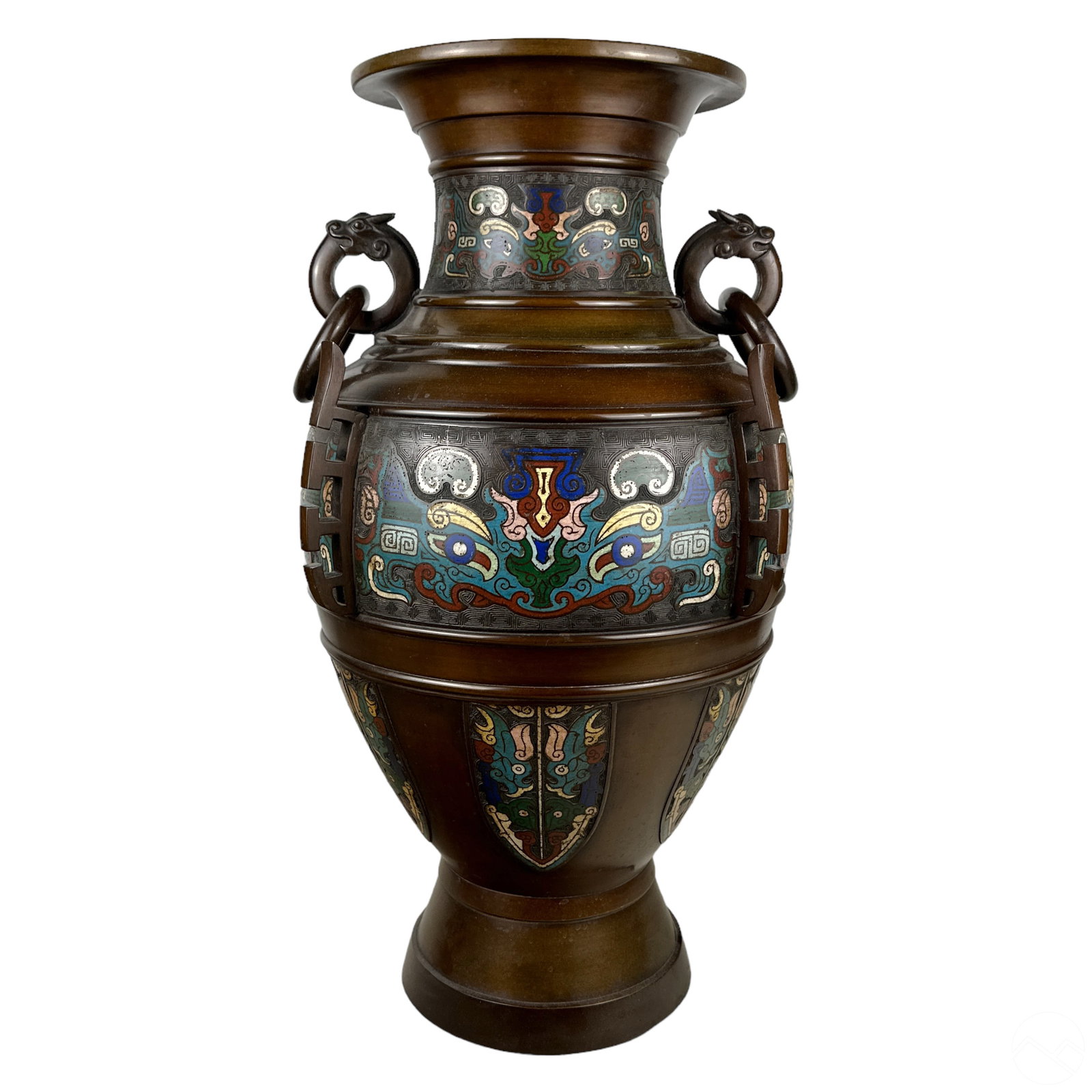 Chinese Bronze Champleve Cloisonne Dragon Urn Vase (1 of 5)