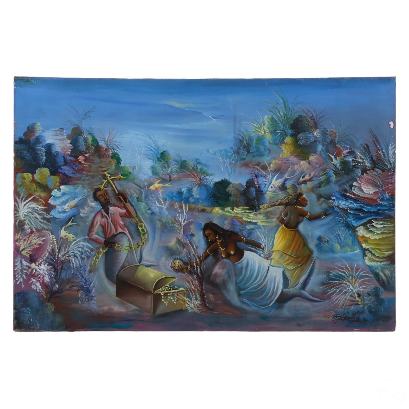Roy F Charles 20C Haitian Surrealist Folk Painting (1 of 6)