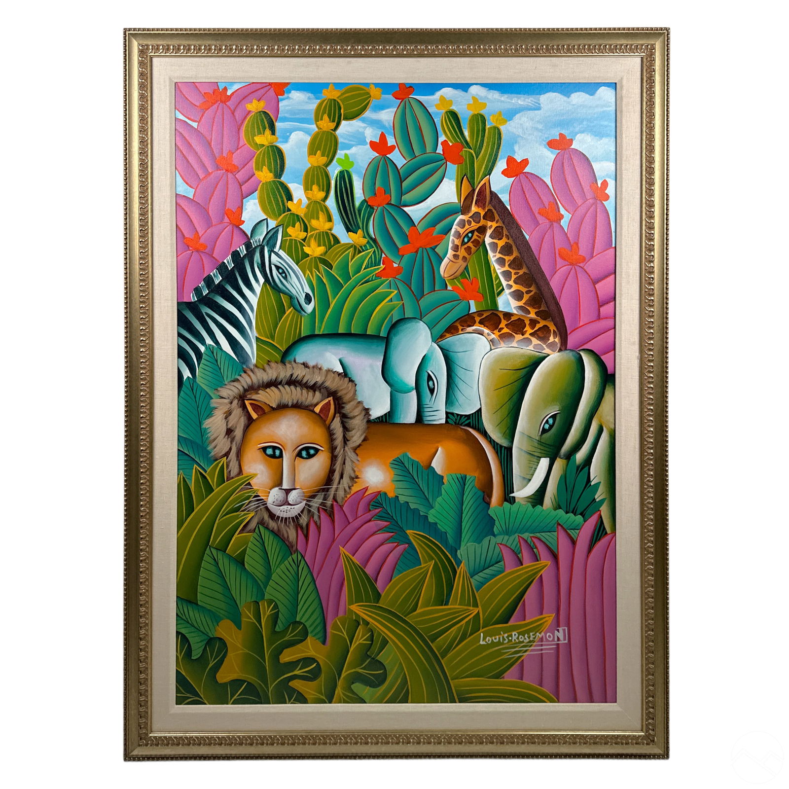 Louis Rosemond b1957 Haitian Jungle Scene Painting (1 of 6)
