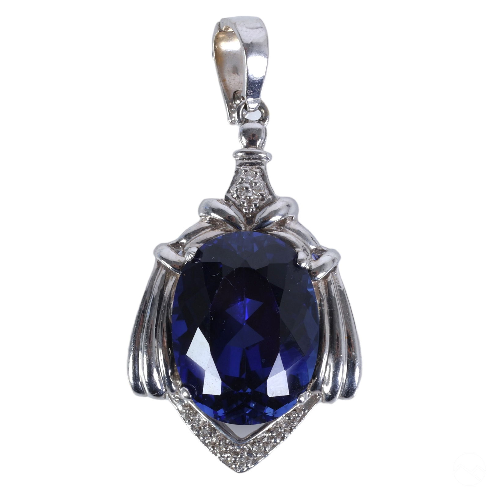 14K White Gold Tanzanite Diamond Enhancer Pendant (1 of 6)