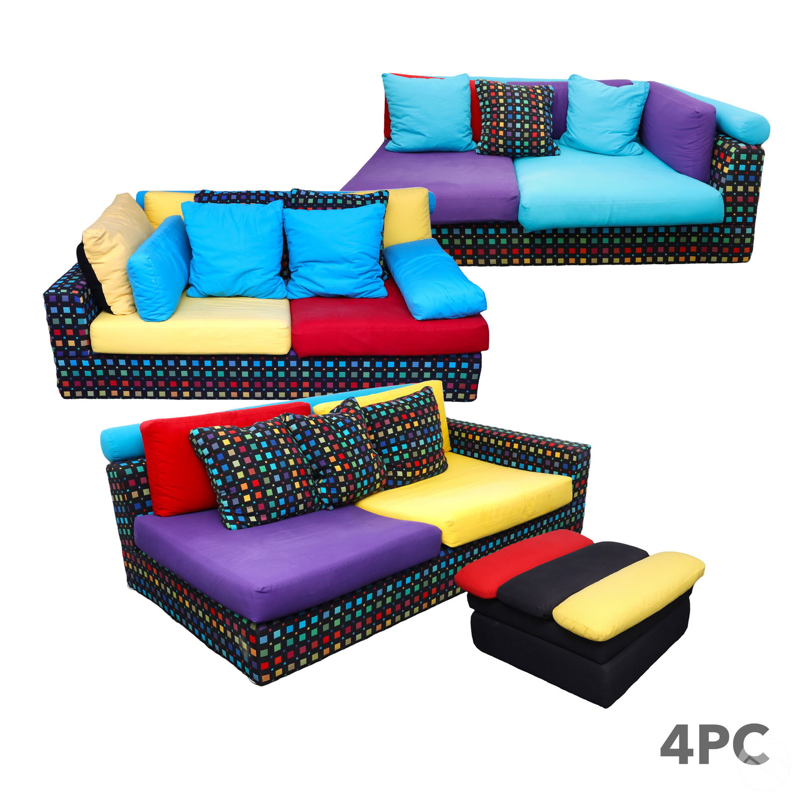 Zanotta Italian Memphis Style 4pc Modular Sofa Set (1 of 14)