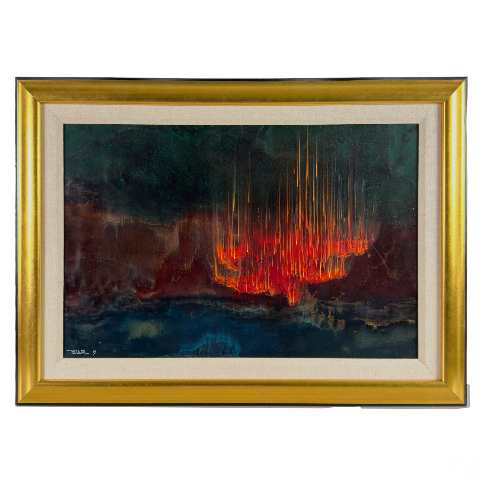 Leonardo Nierman b.1932 Dark w/ Red Burst Painting (1 of 4)