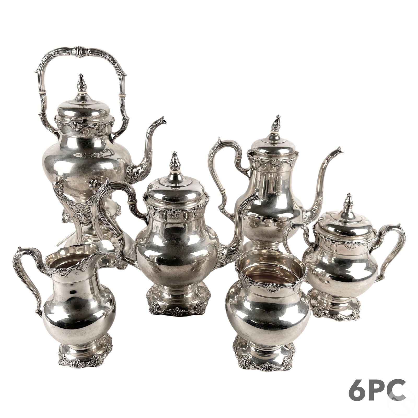 Sterling Silver Coffee and Tea Service 6pc. 6850g. (1 of 8)
