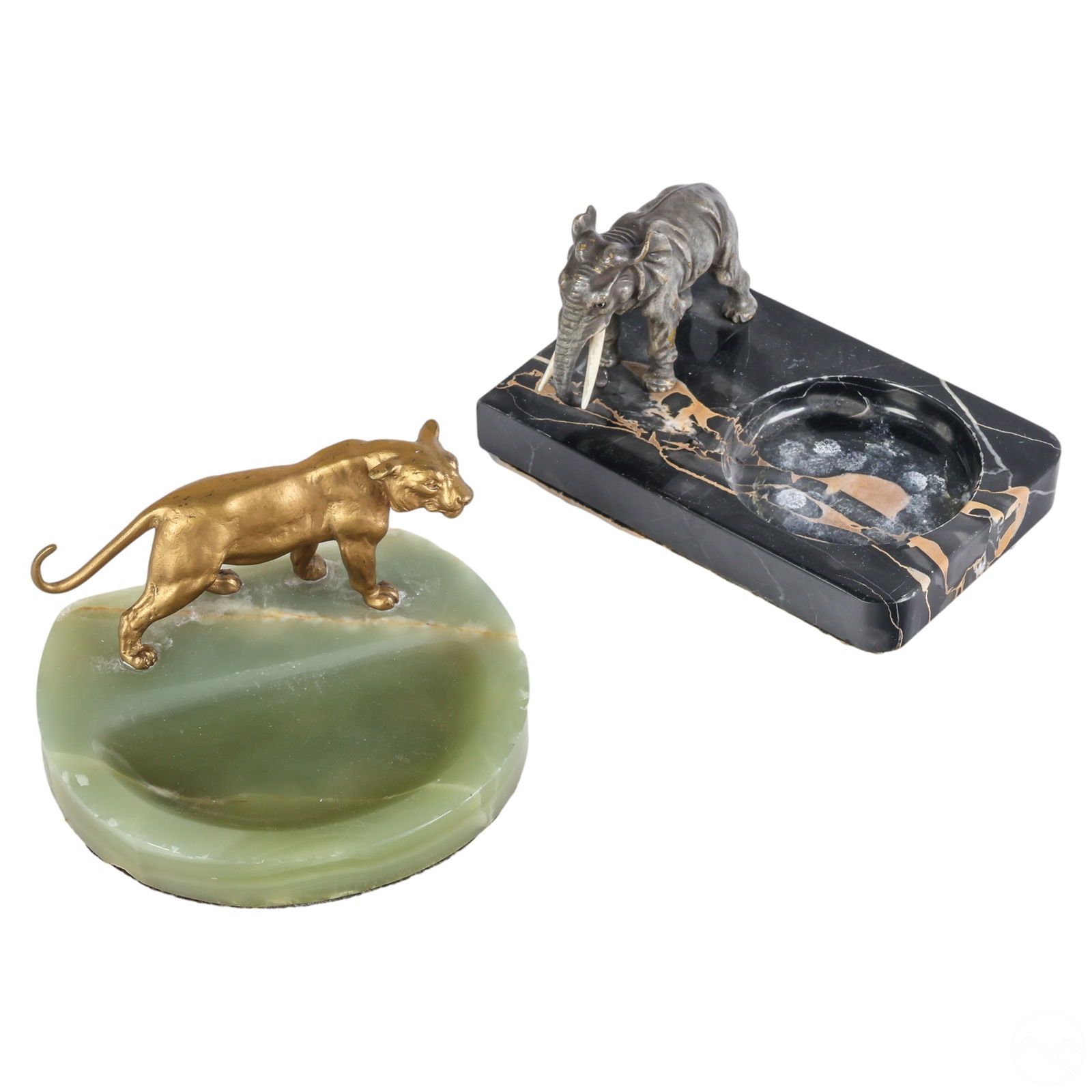 Art Deco Style Bronze Marble and Onyx Ashtrays LOT (1 of 7)