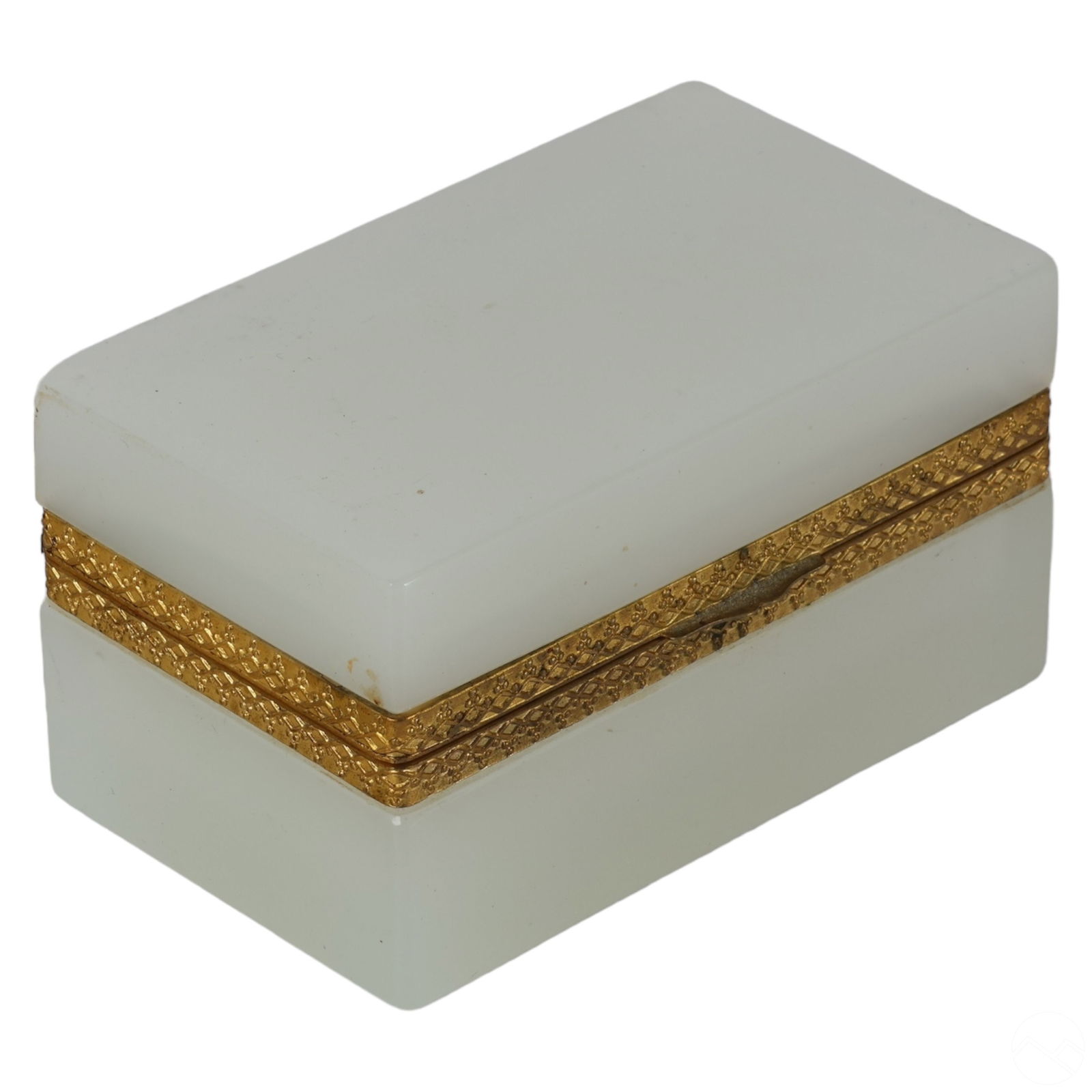 French 20C. White Opaline Glass Vanity Casket Box (1 of 6)